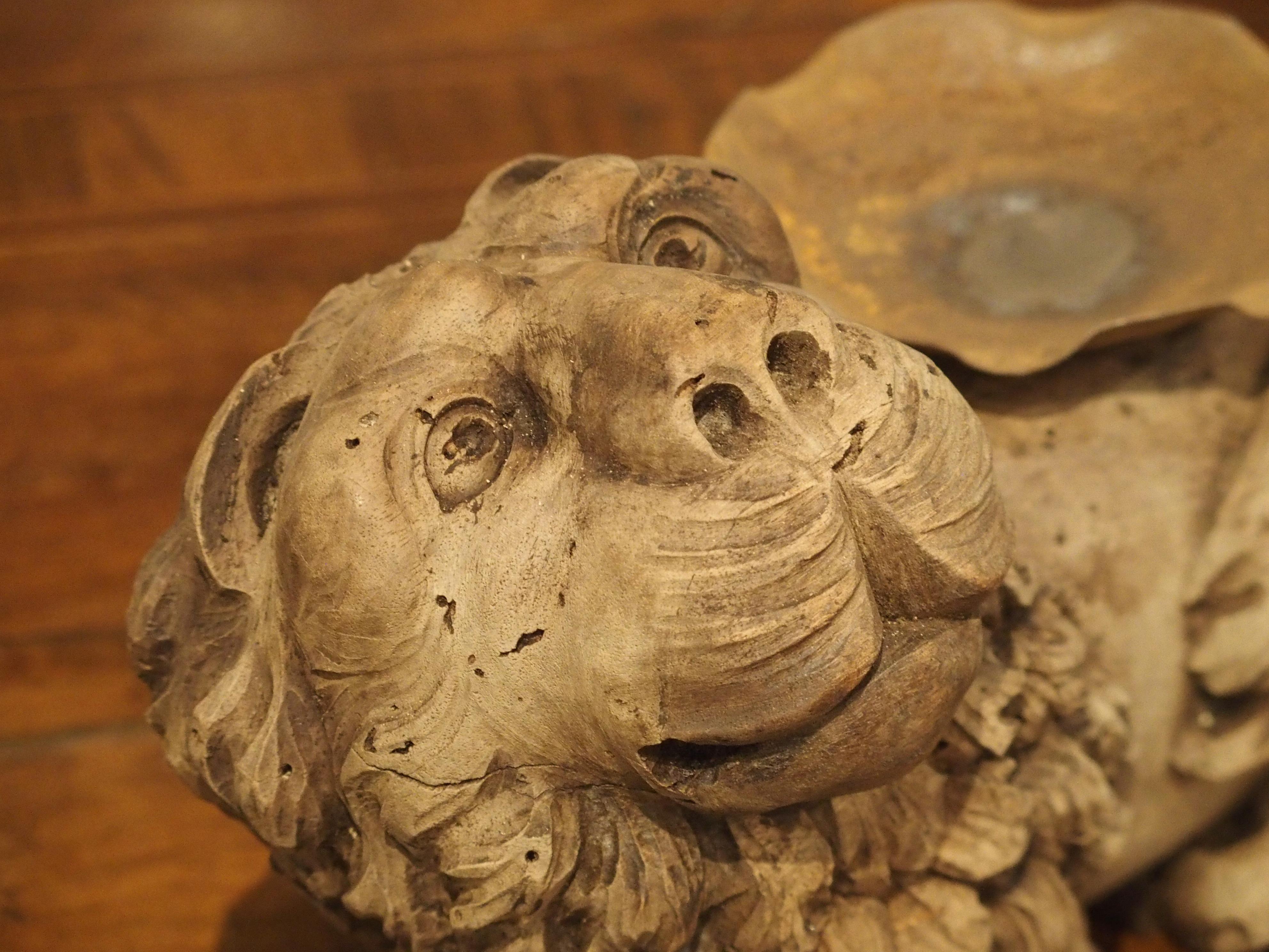 18th Century English Carved Oak Lion Candleholder 4