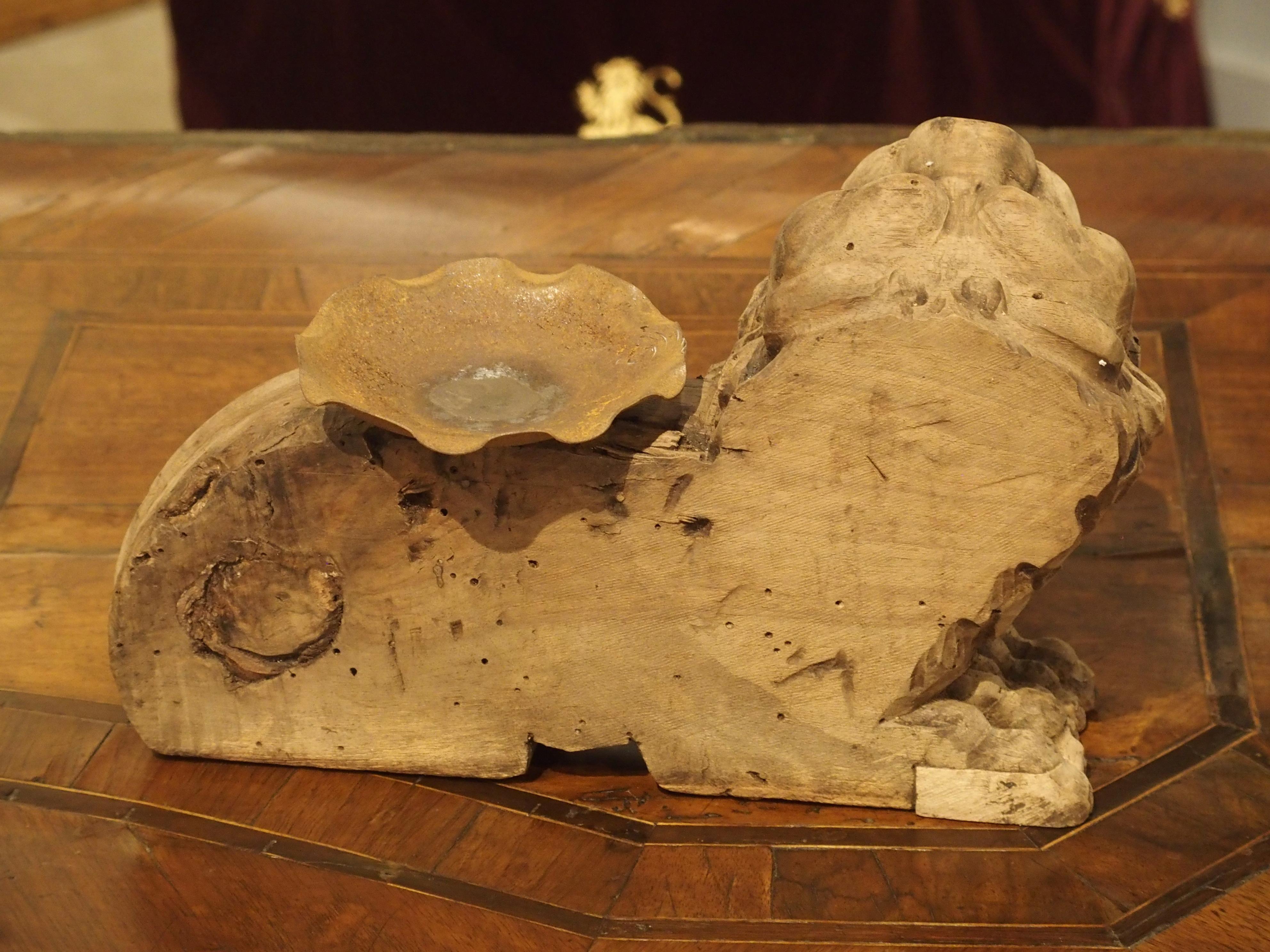 18th Century English Carved Oak Lion Candleholder 1
