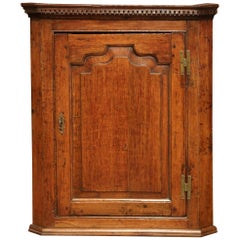 18th Century English Carved Oak Wall Hanging Corner Cabinet