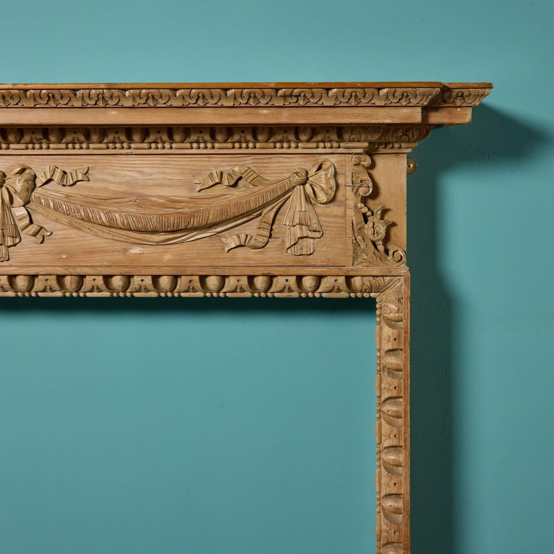 Regency 18th Century English Carved Pine Fire Surround For Sale