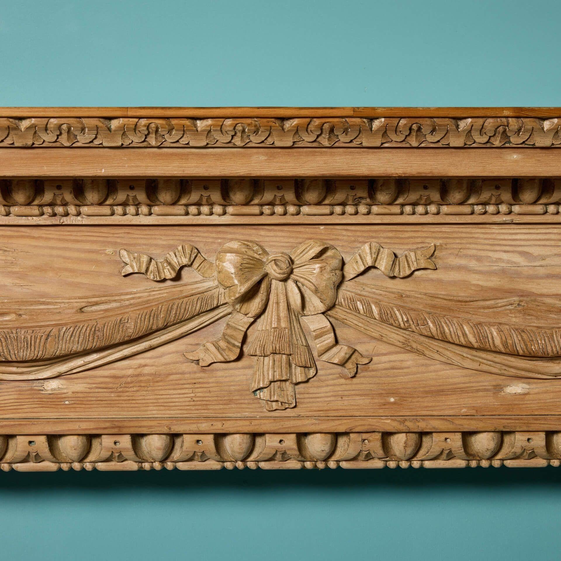 Hand-Crafted 18th Century English Carved Pine Fire Surround For Sale