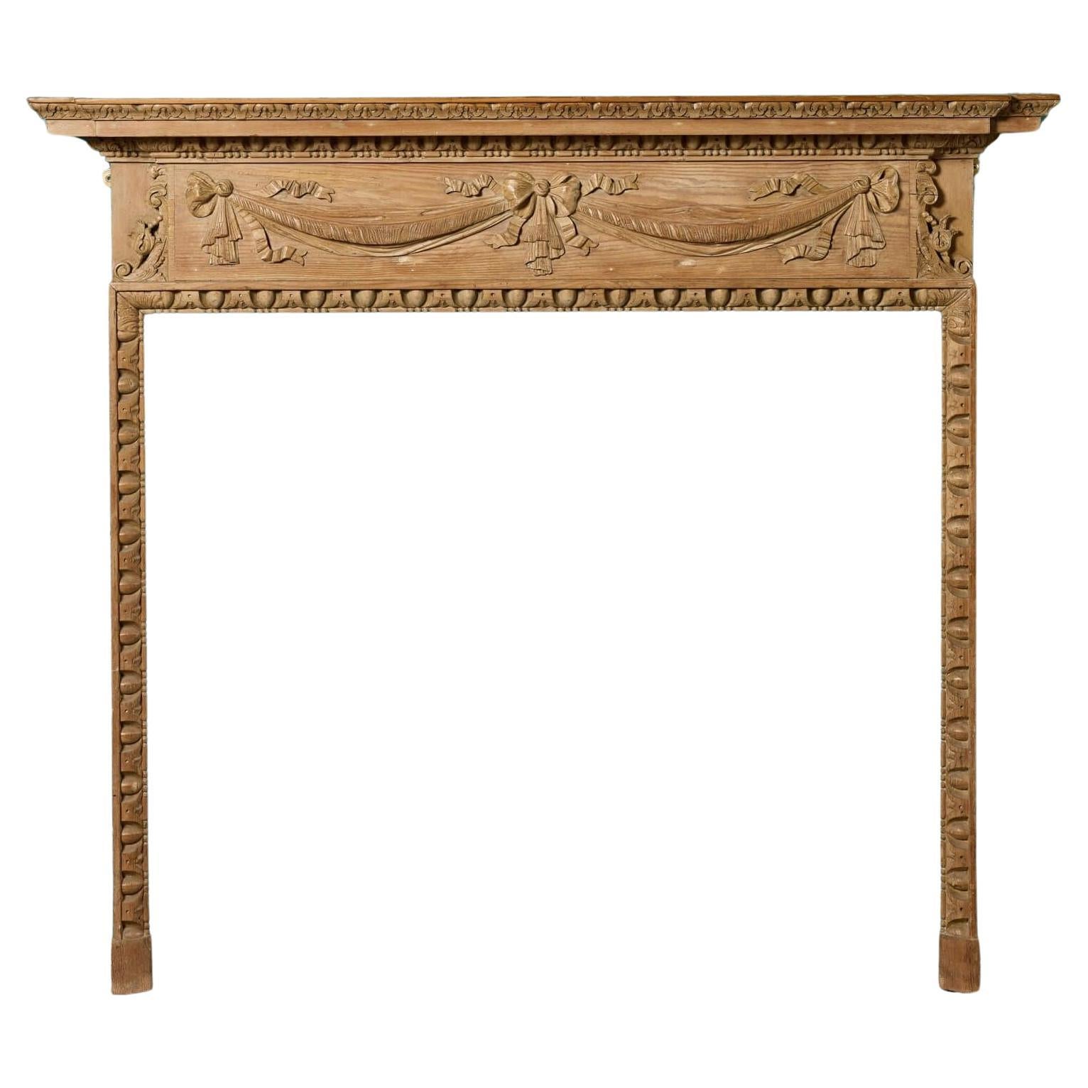 18th Century English Carved Pine Fire Surround For Sale