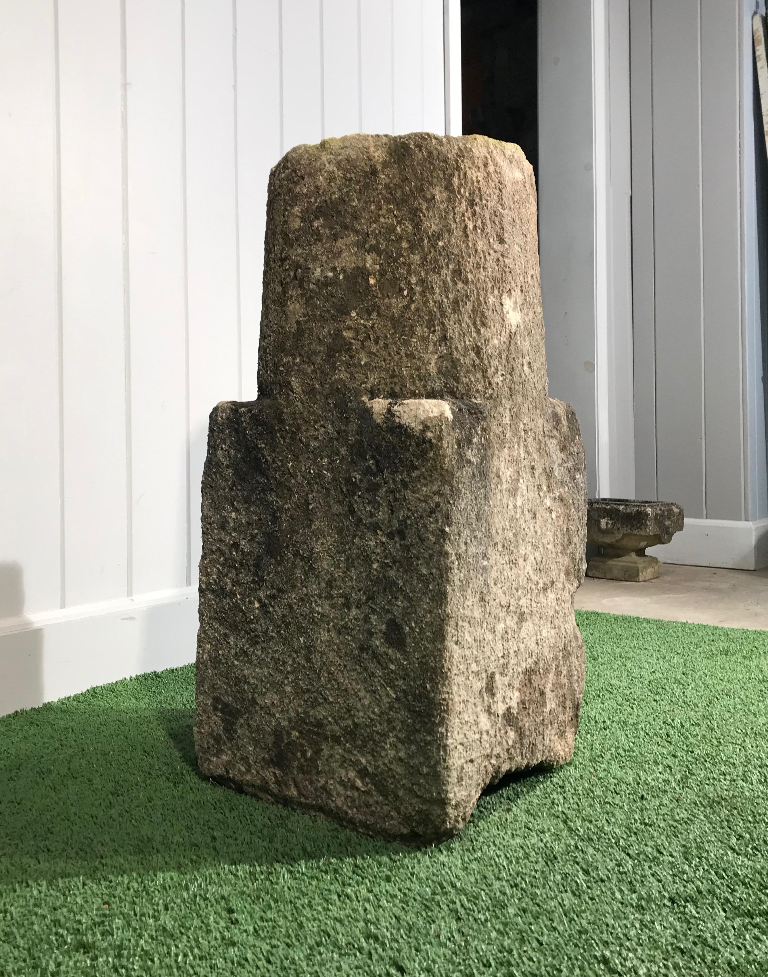 Hand-Carved 18th Century English Carved Stone Marker/Pedestal