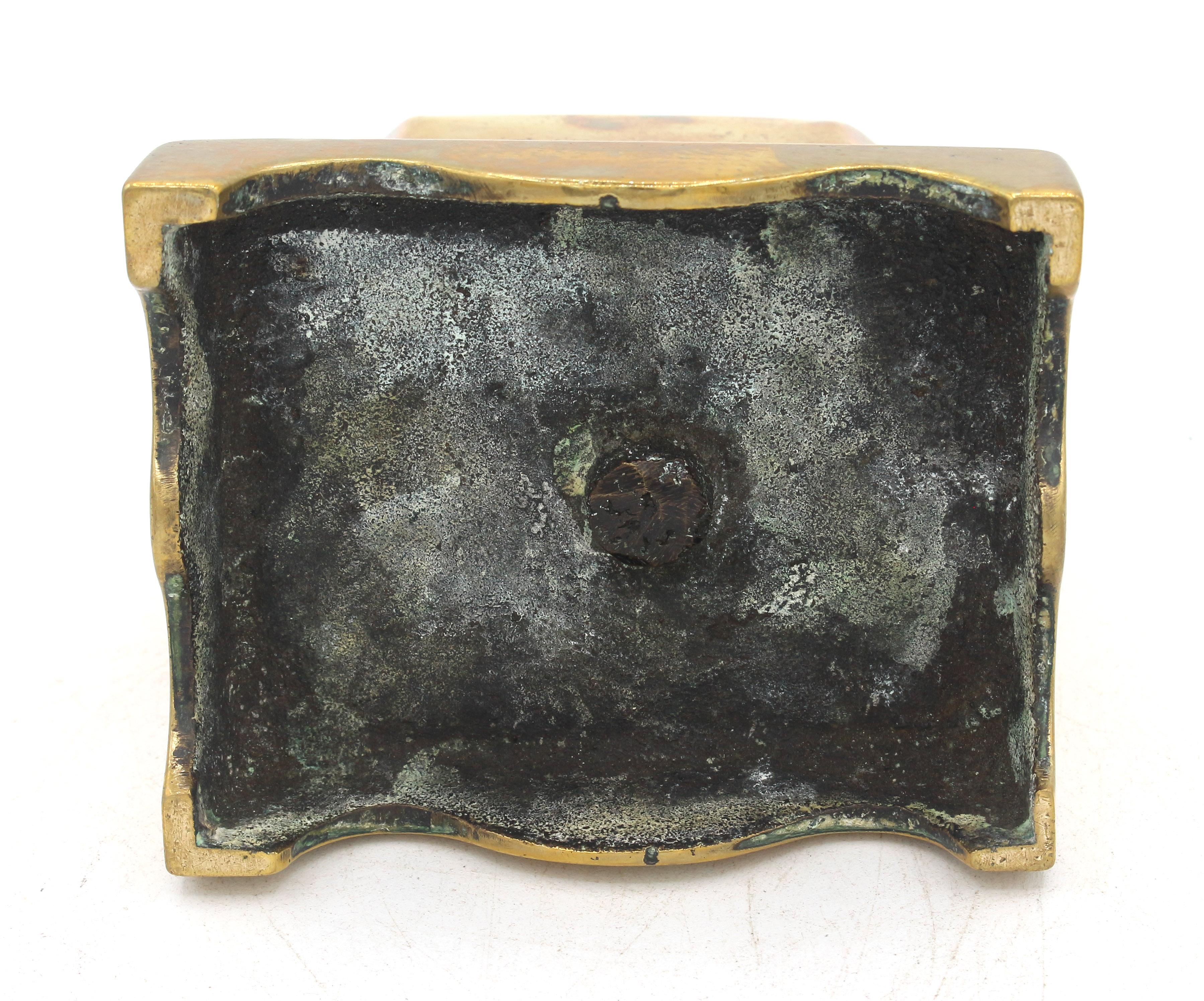 18th Century English Cast Brass Tobacco Box 1