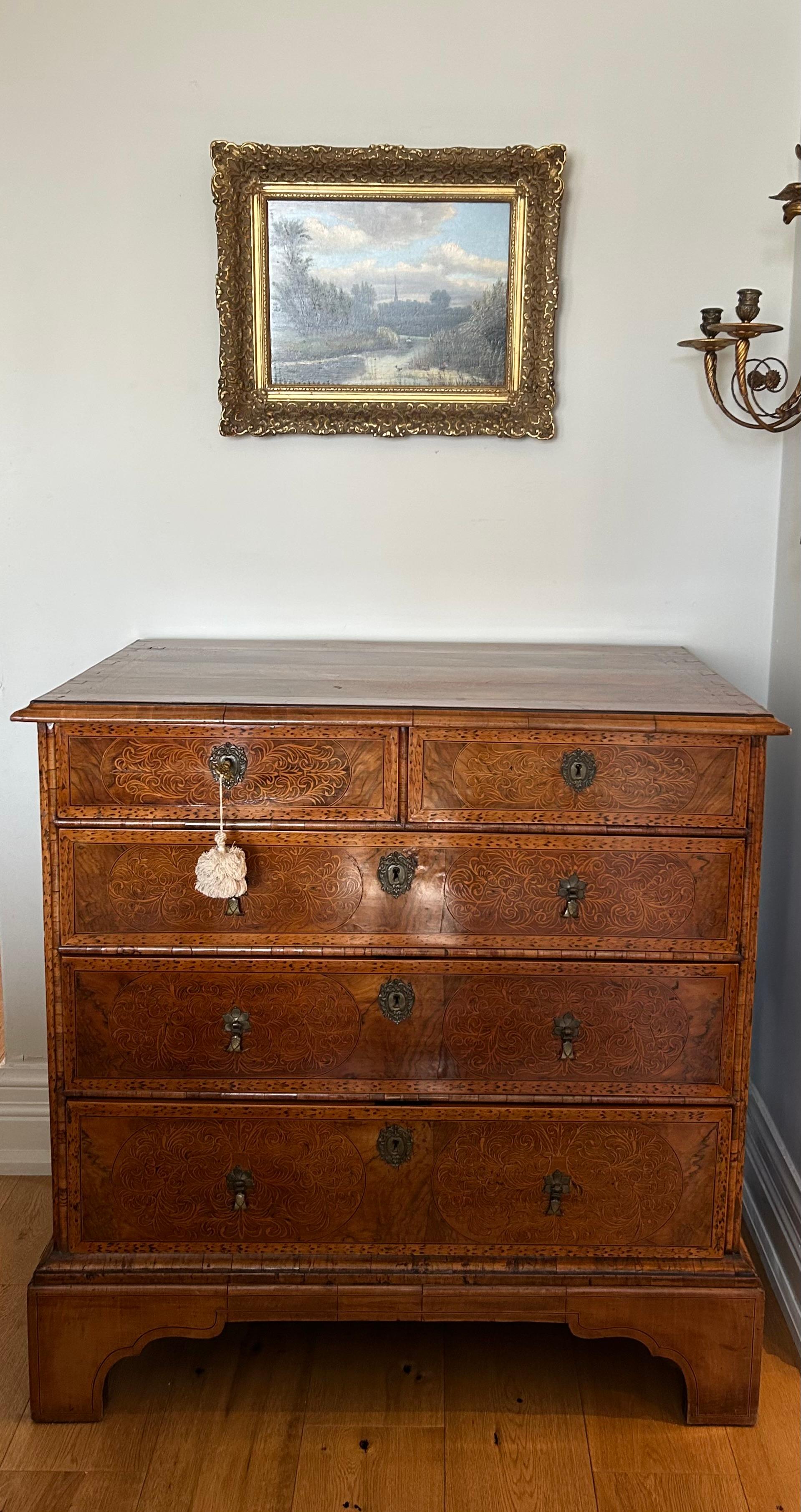 18th Century, English Chest of Drawers with Exquisite Marquetry For Sale 9