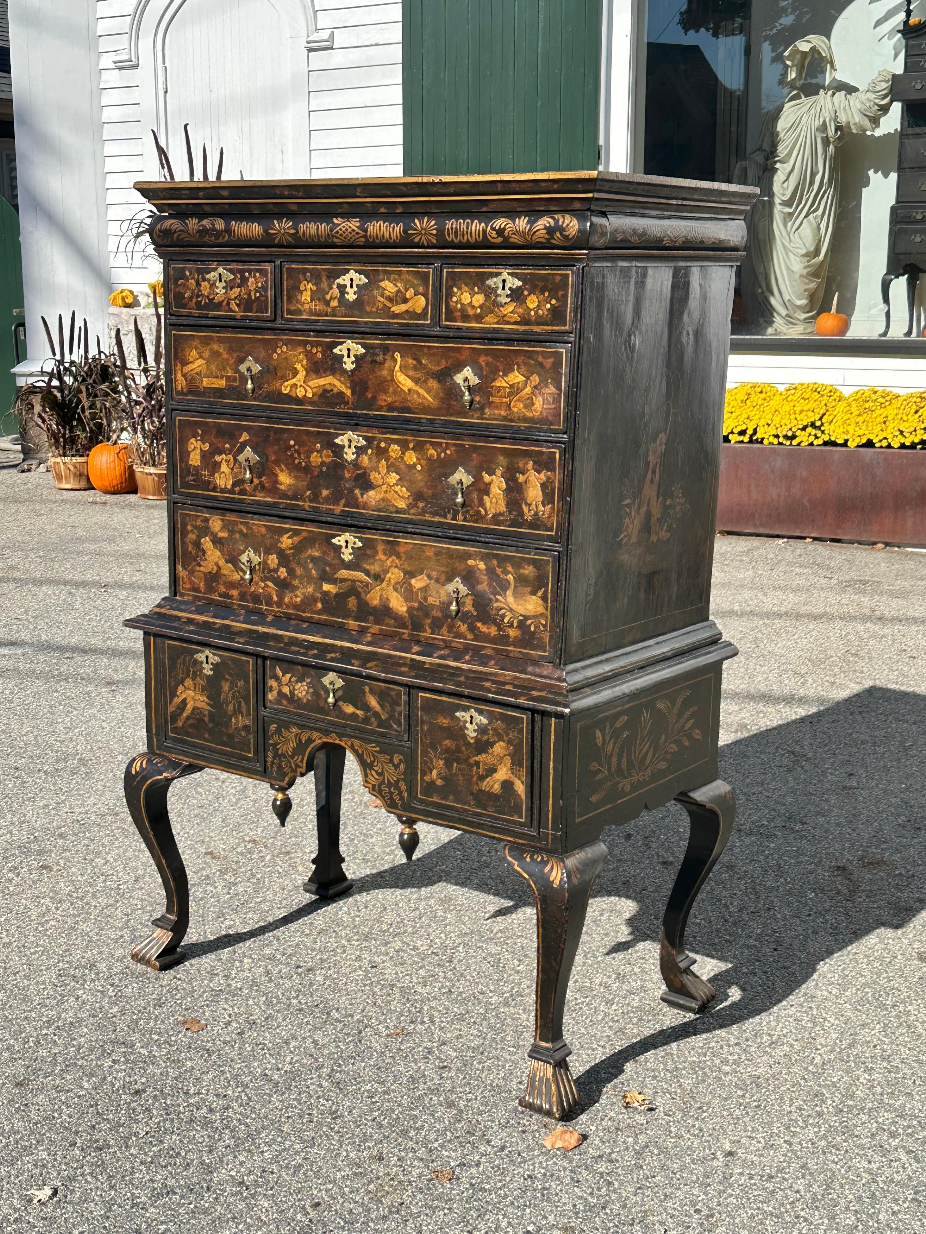 George I 18th Century English Chinoiserie Chest on Stand For Sale