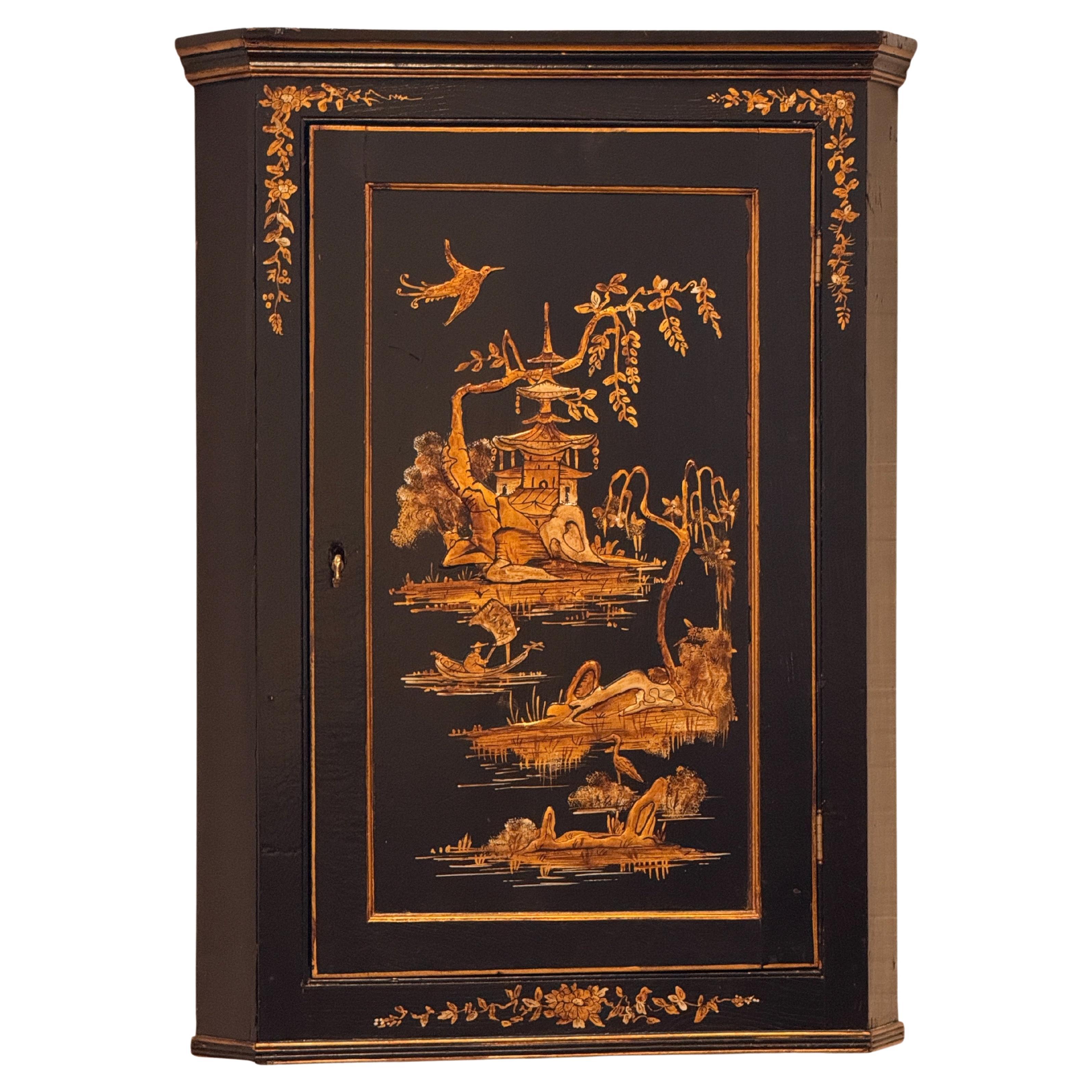 18th Century English Chinoiserie Corner Cabinet