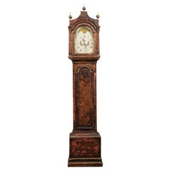 Antique 18th Century English Chinoiserie Decorated Longcase Clock with Painted Face