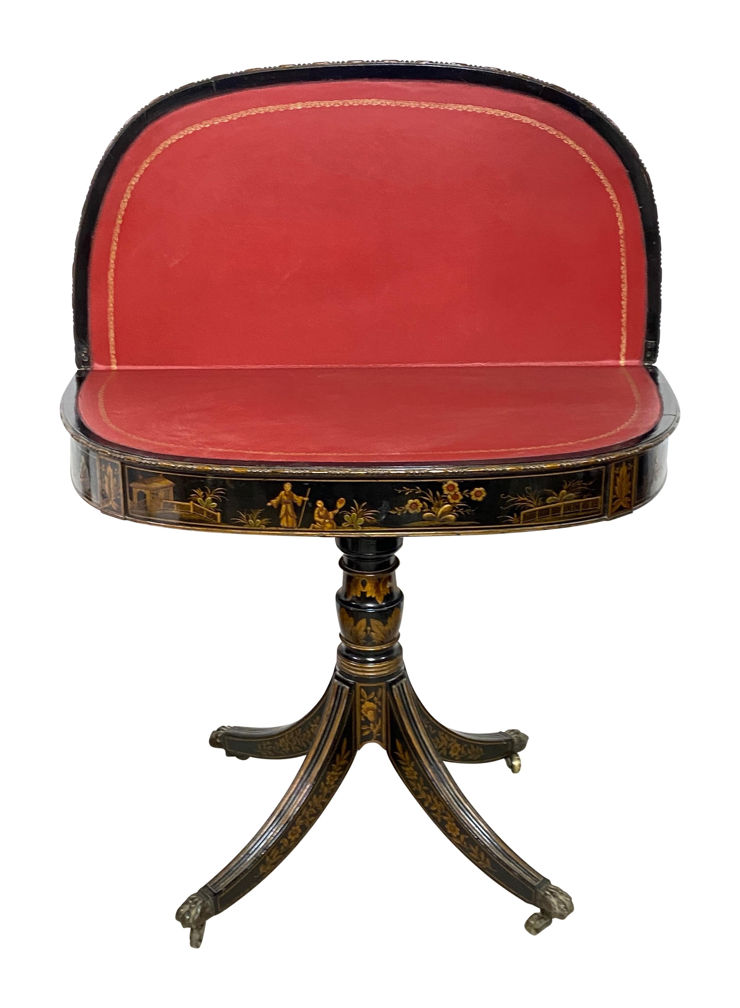 18th Century English Chinoiserie Demi-lune Console / Games Table For Sale 1