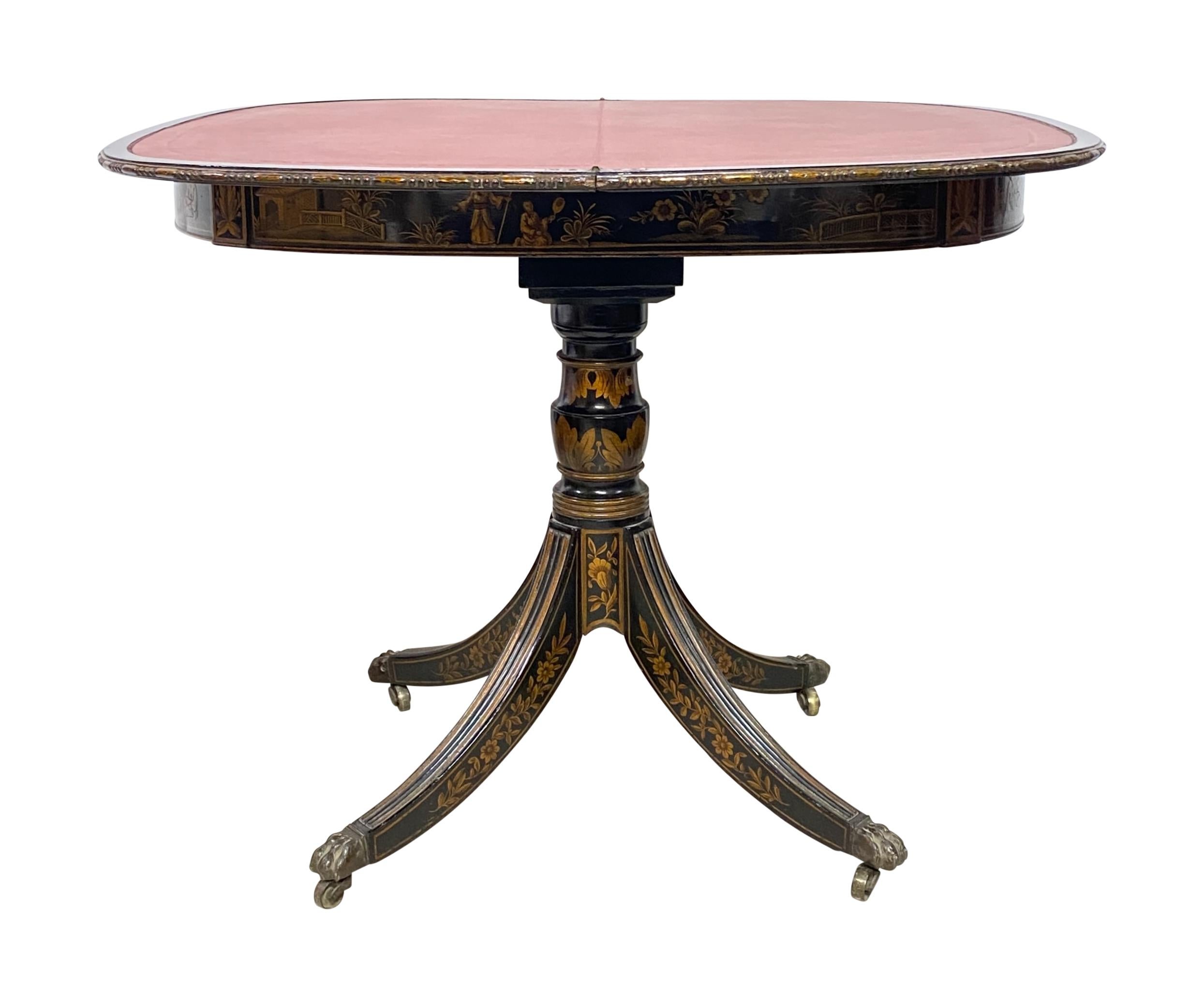 18th Century English Chinoiserie Demi-lune Console / Games Table For Sale 3