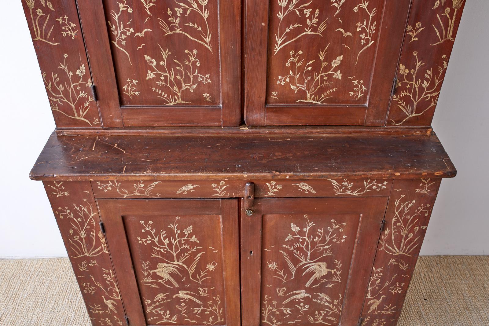 18th Century English Chinoiserie Painted Cupboard Cabinet 7