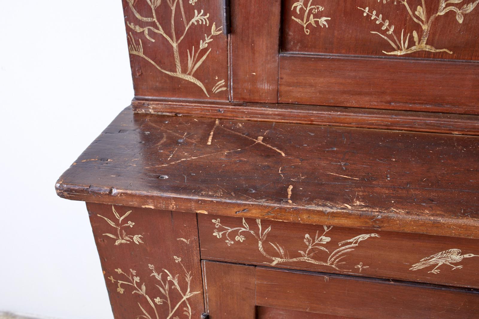 18th Century English Chinoiserie Painted Cupboard Cabinet 8