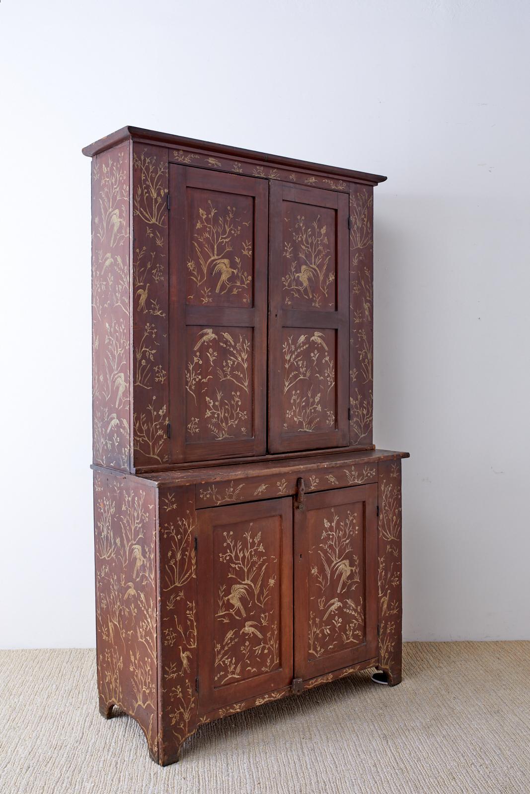 18th Century English Chinoiserie Painted Cupboard Cabinet 11