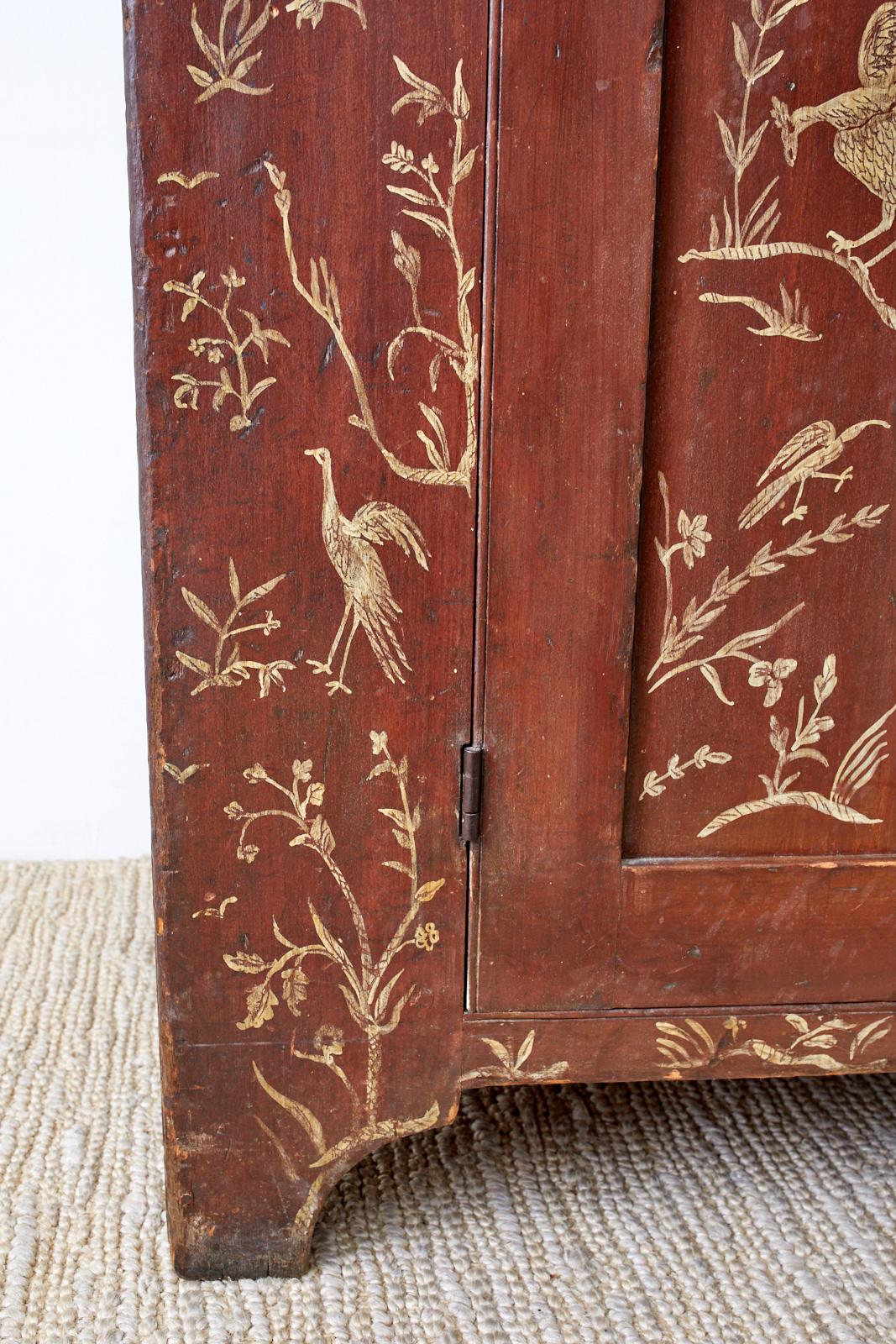 18th Century English Chinoiserie Painted Cupboard Cabinet 13