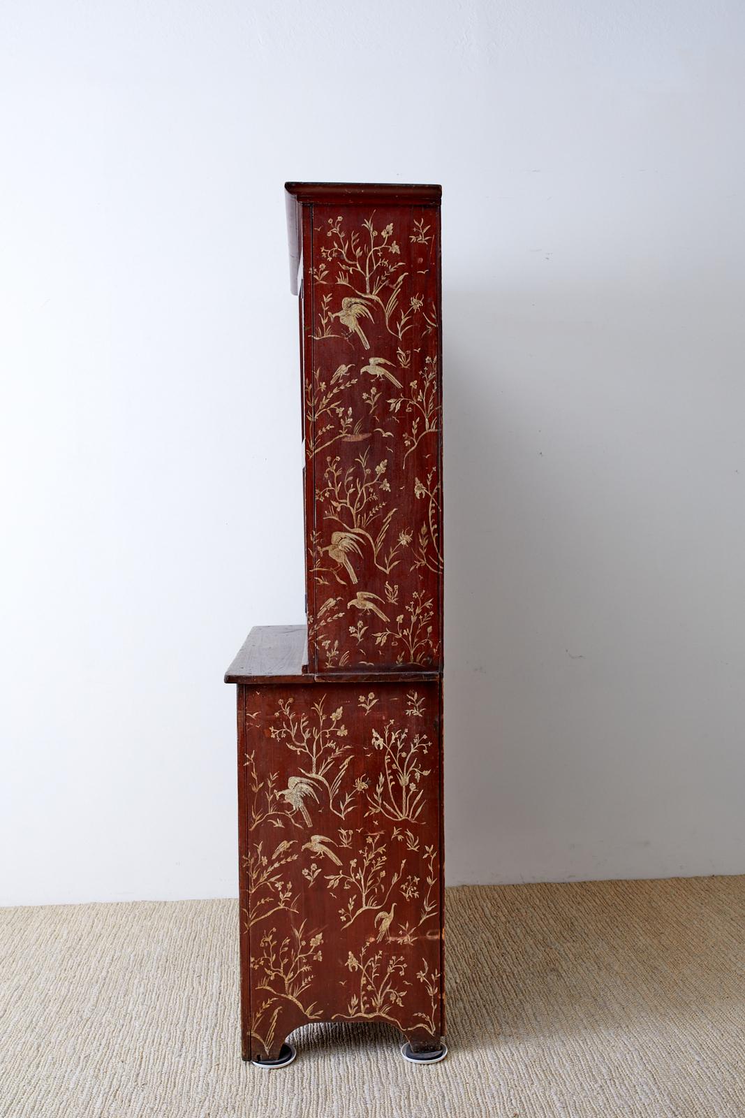 18th Century English Chinoiserie Painted Cupboard Cabinet 14