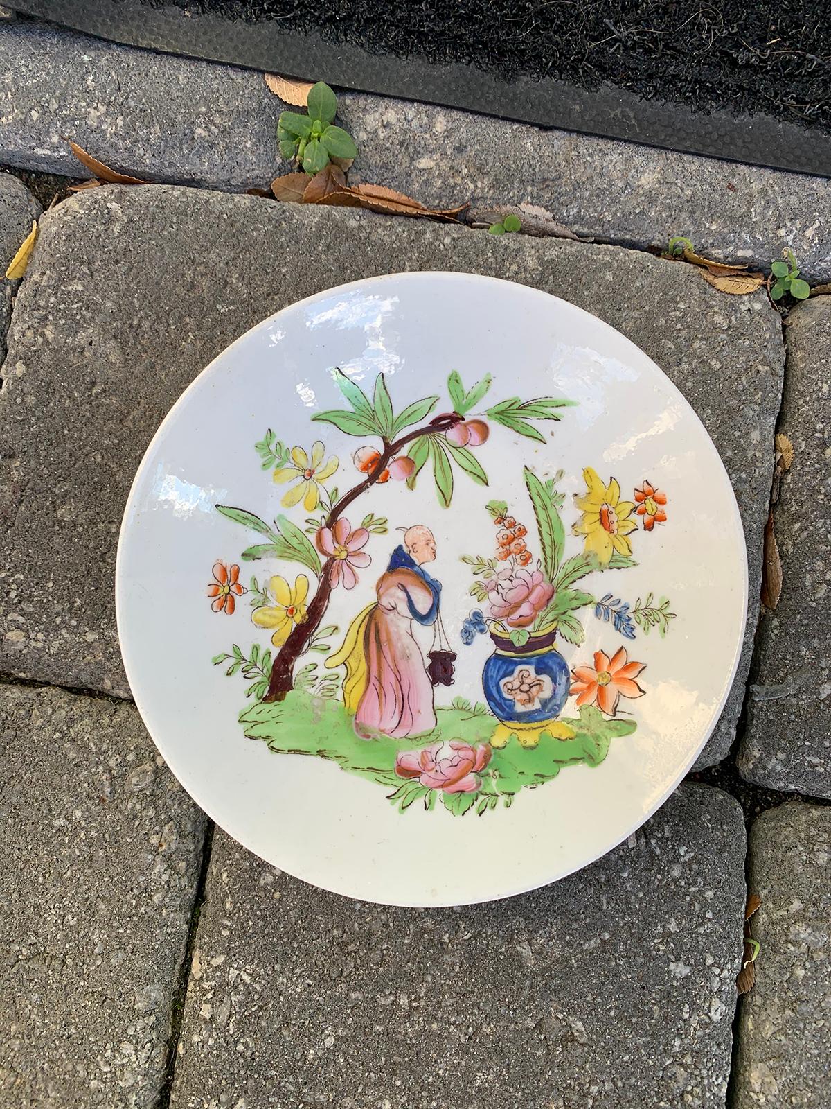 18th century English chinoiserie porcelain bowl with old label.