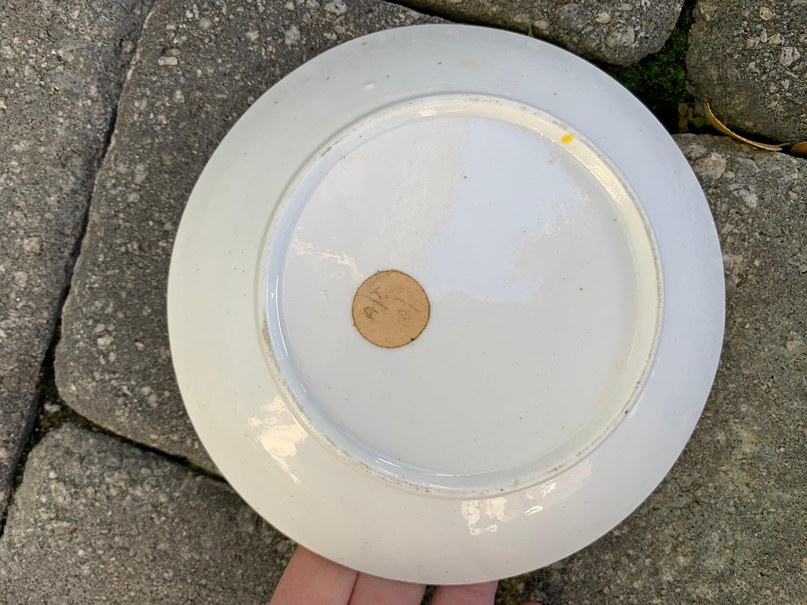 18th Century English Chinoiserie Porcelain Bowl with Old Label In Good Condition For Sale In Atlanta, GA