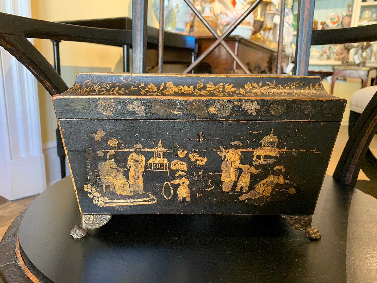 18th century English chinoiserie tea caddy box.