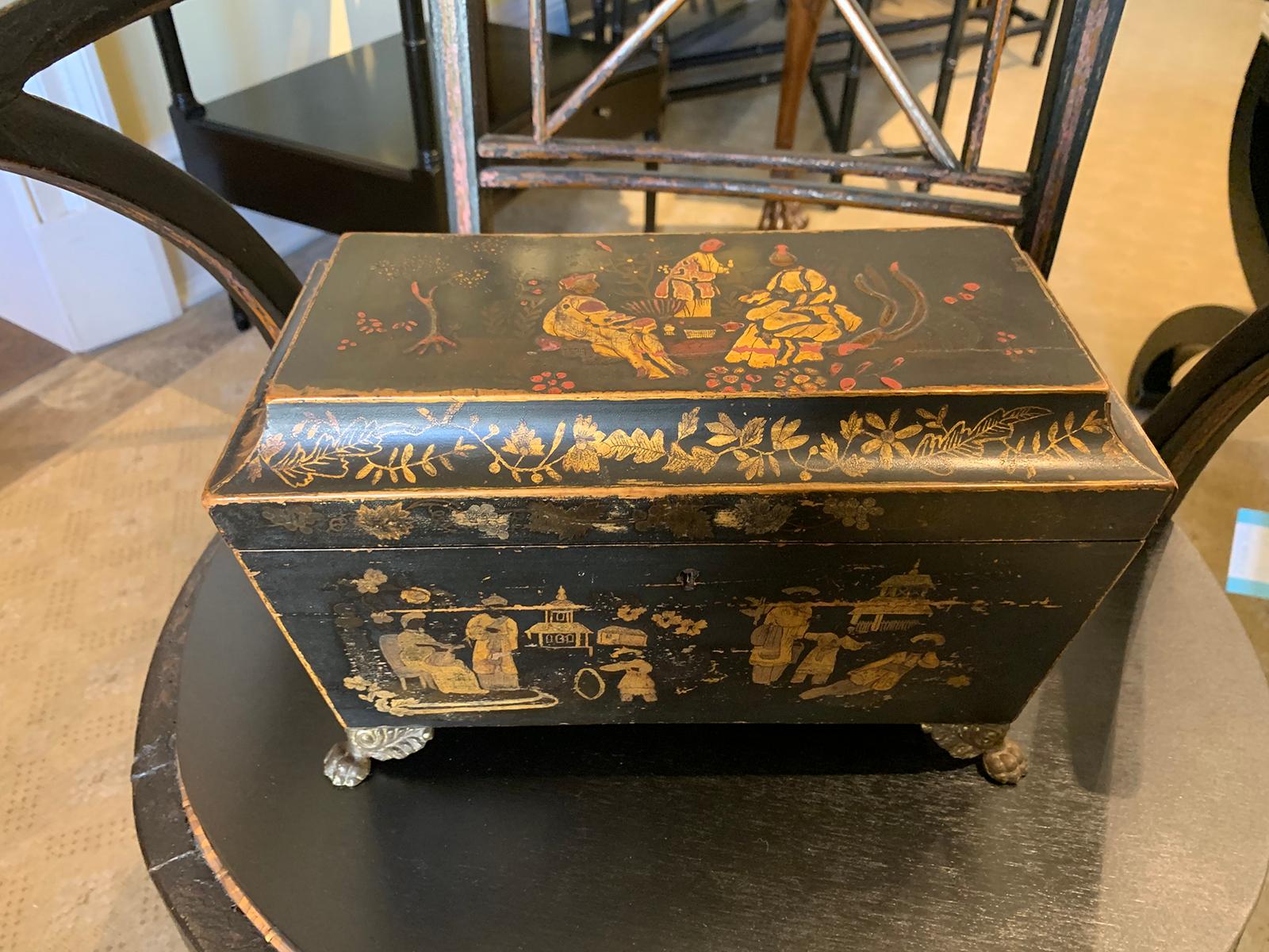 18th Century English Chinoiserie Tea Caddy Box In Good Condition In Atlanta, GA