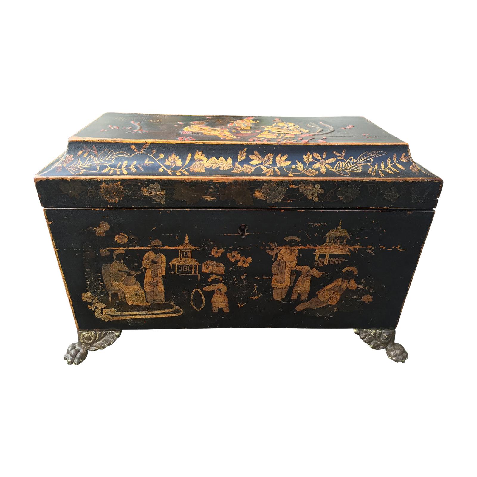 18th Century English Chinoiserie Tea Caddy Box