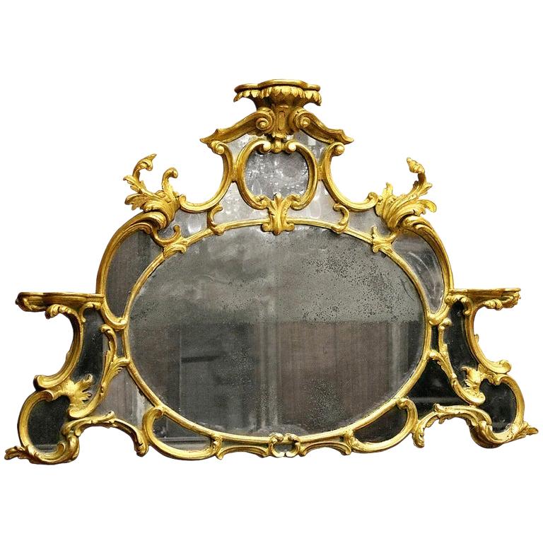 Chinoiserie Giltwood Overmantle Mirror 18th century English Chippendale  For Sale