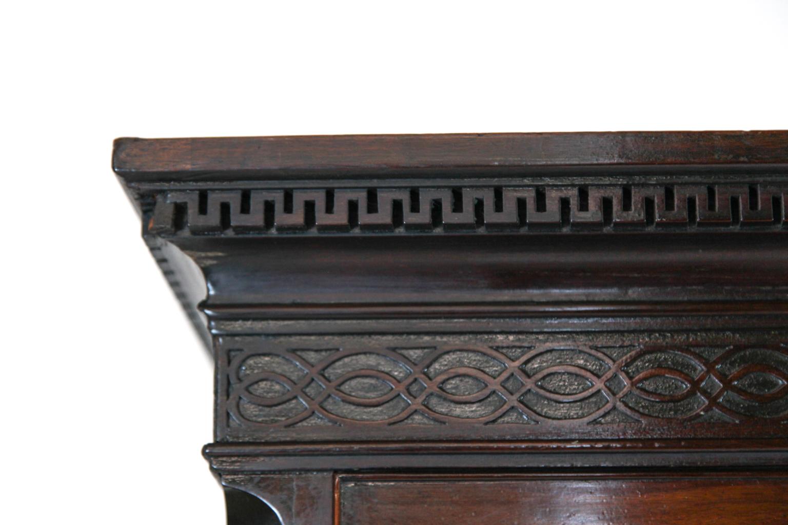 Brass 18th Century English Chippendale Mahogany Chest On Chest For Sale