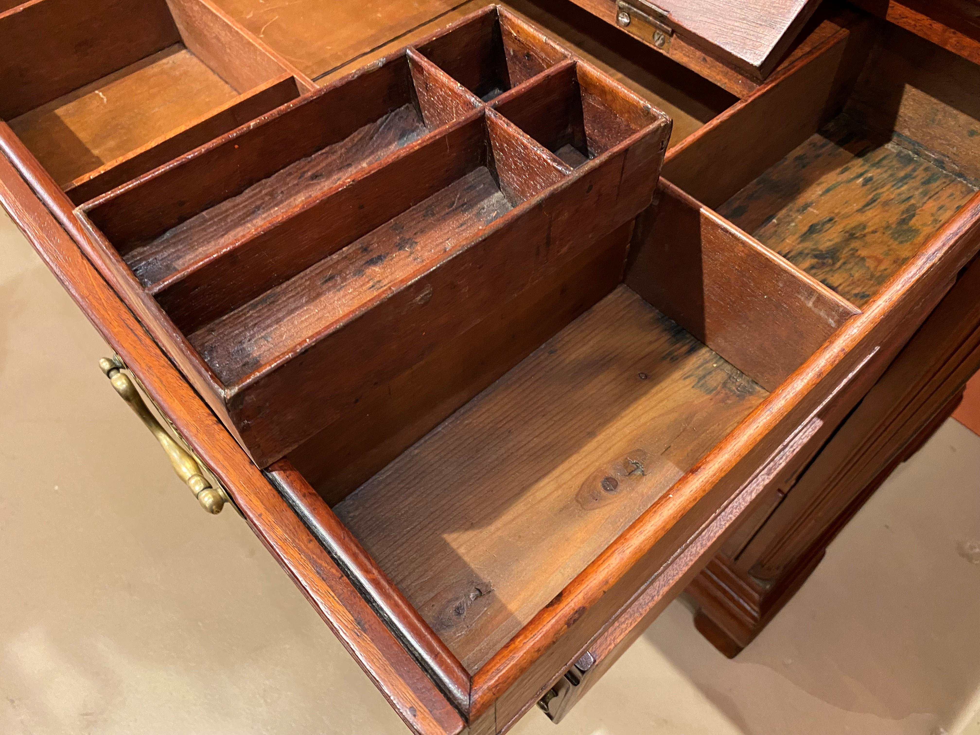 18th Century English Chippendale Mahogany Chest with Desk Drawer For Sale 2