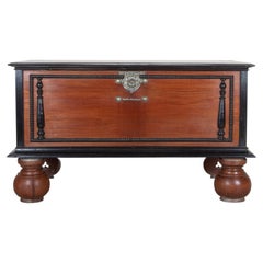18th Century English Colonial Ebony and Padouk Trunk