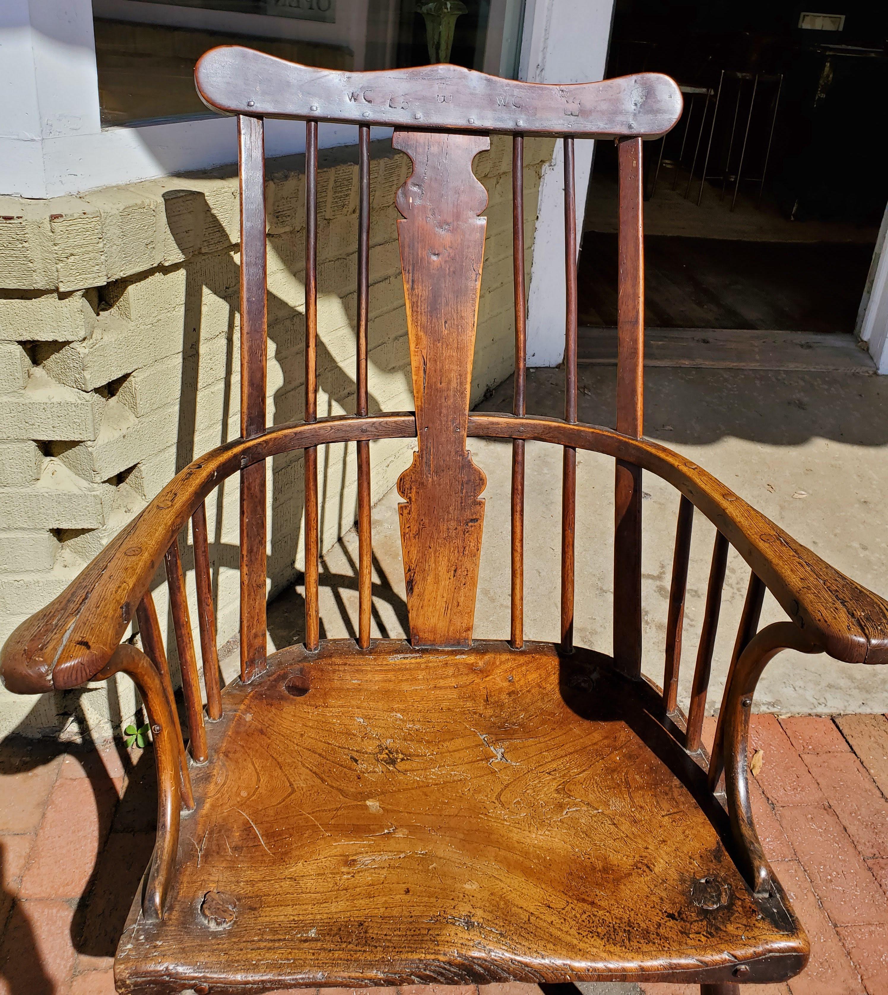 18th Century English “Comb-Back” Ash, Elm and Walnut Windsor Armchair 1