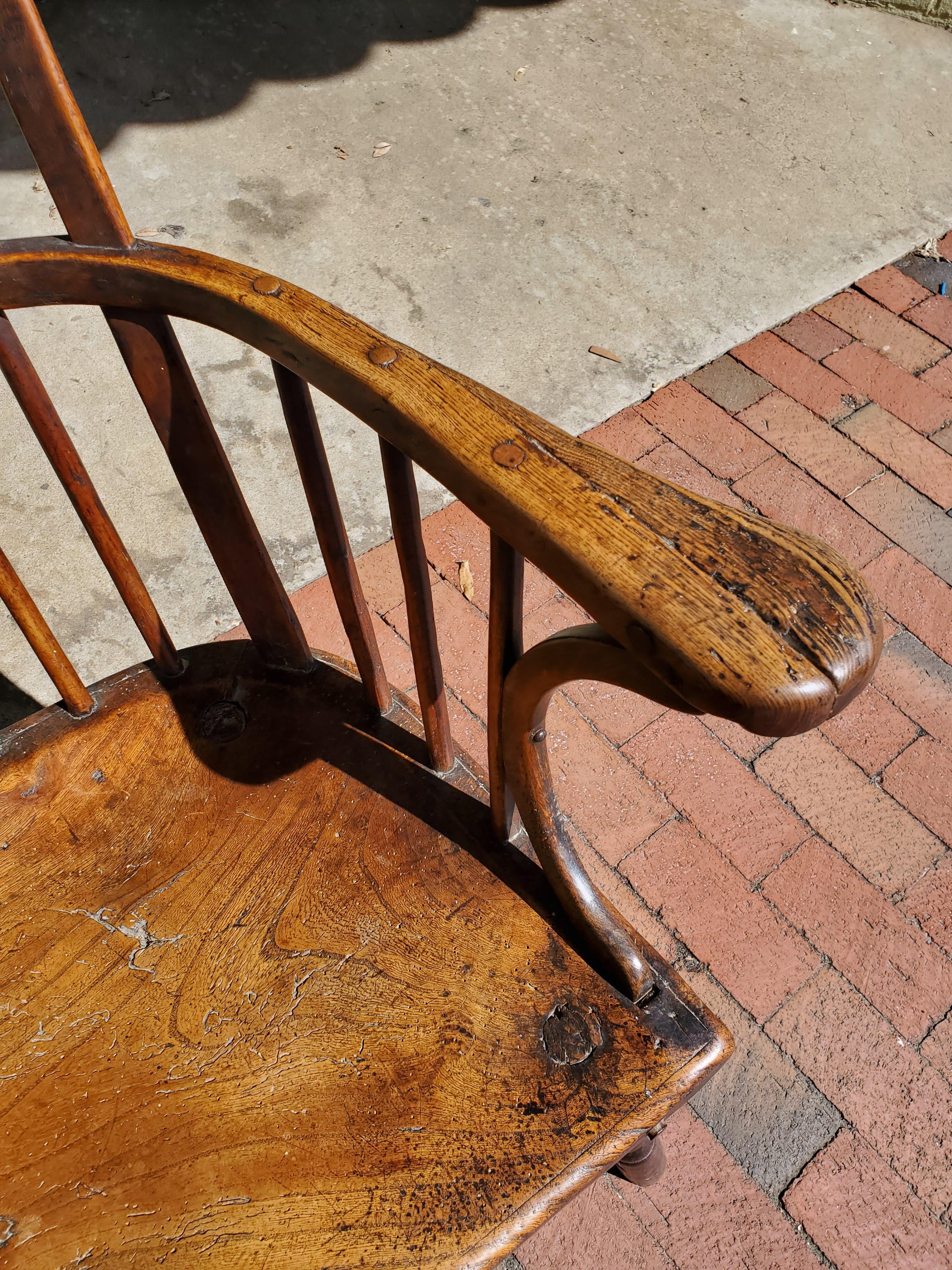 18th Century English “Comb-Back” Ash, Elm and Walnut Windsor Armchair 4