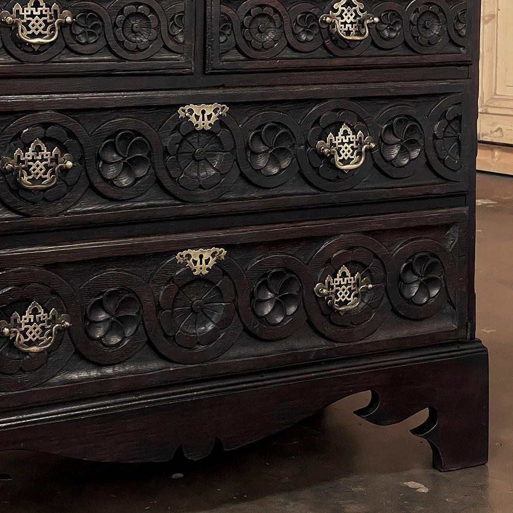 18th Century English Country Secretary in Hand-Carved Oak For Sale 6