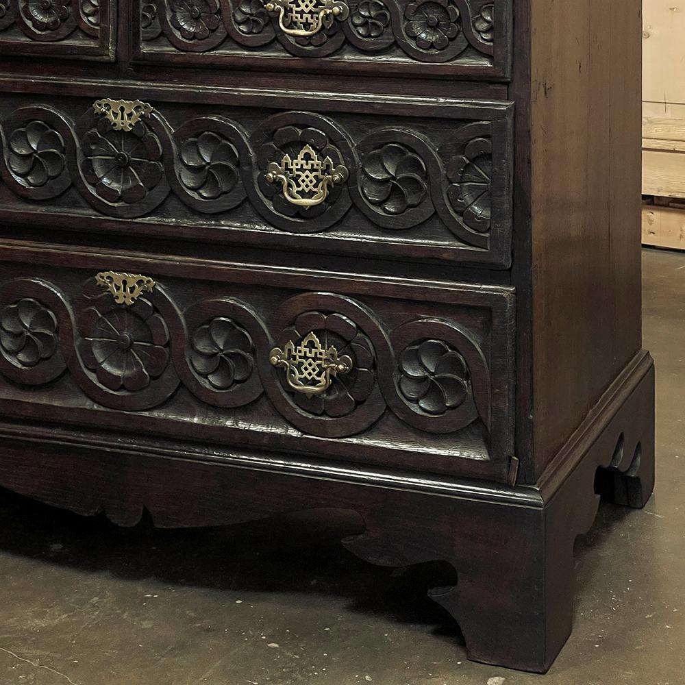18th Century English Country Secretary in Hand-Carved Oak For Sale 9