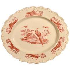 18th Century English Creamware Dish with Game Bird Decoration and Feathered Edge