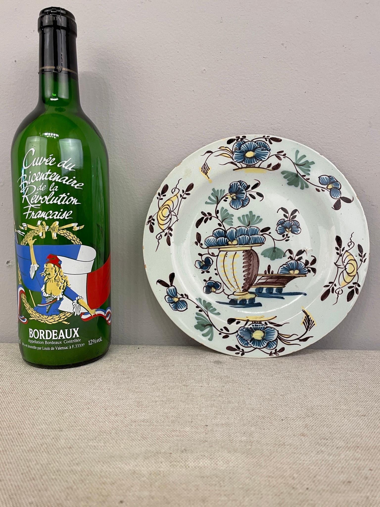 George III 18th Century English Delft Tin Glaze Faience Polychrome Plate For Sale