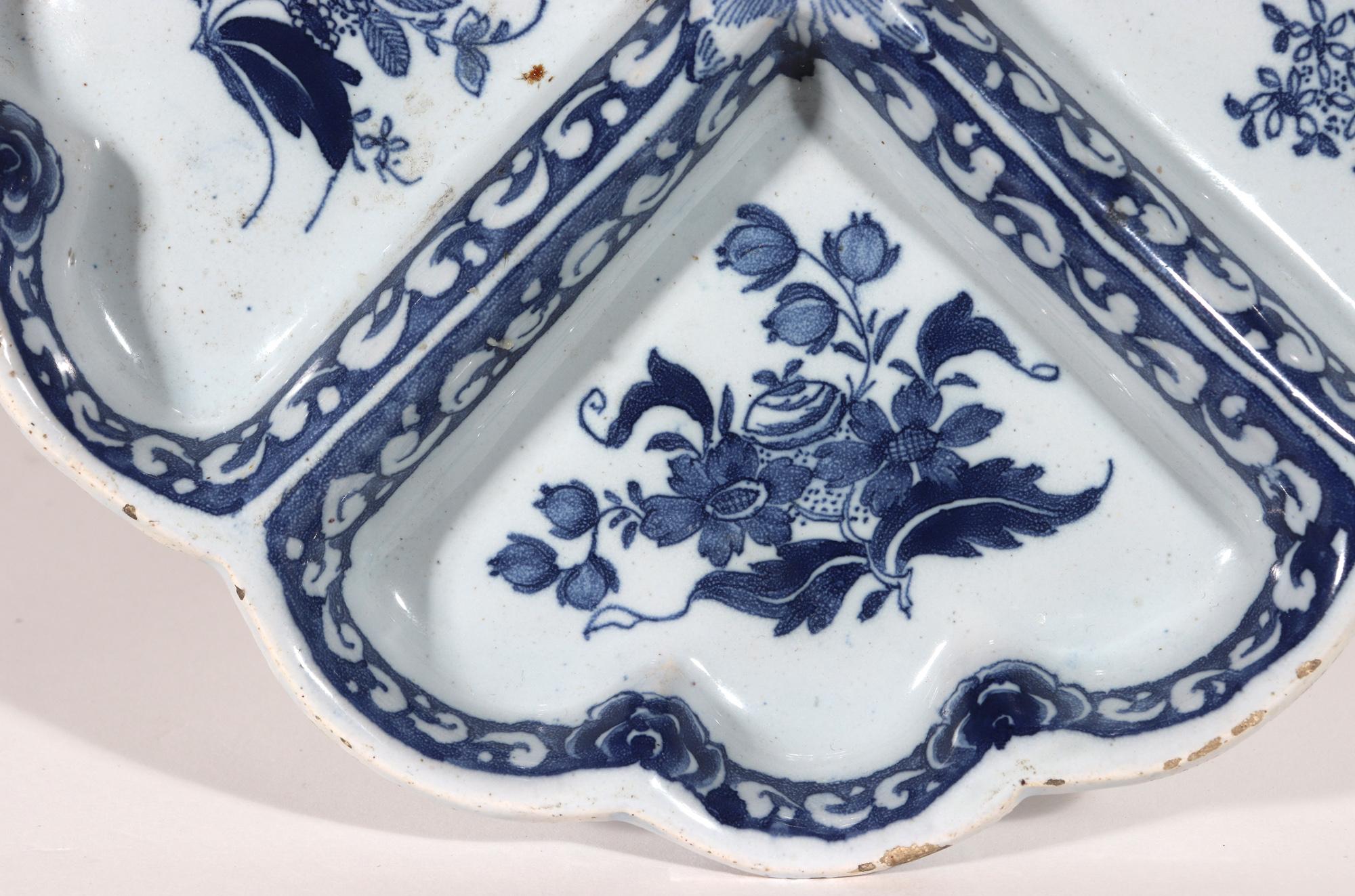 Georgian 18th Century English Delftware Blue & White Sweetmeat Dish, Probably London For Sale
