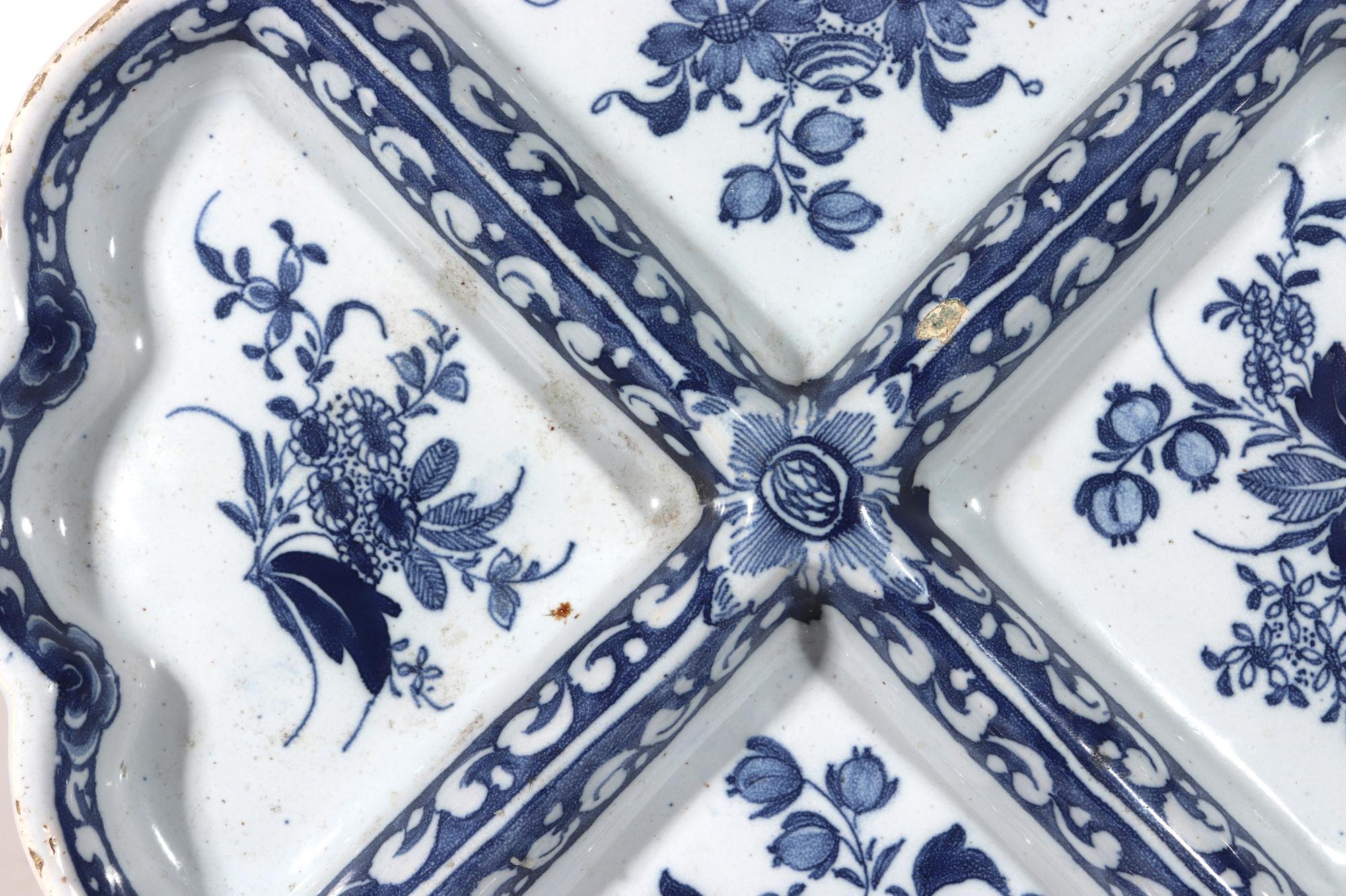 Mid-18th Century 18th Century English Delftware Blue & White Sweetmeat Dish, Probably London For Sale