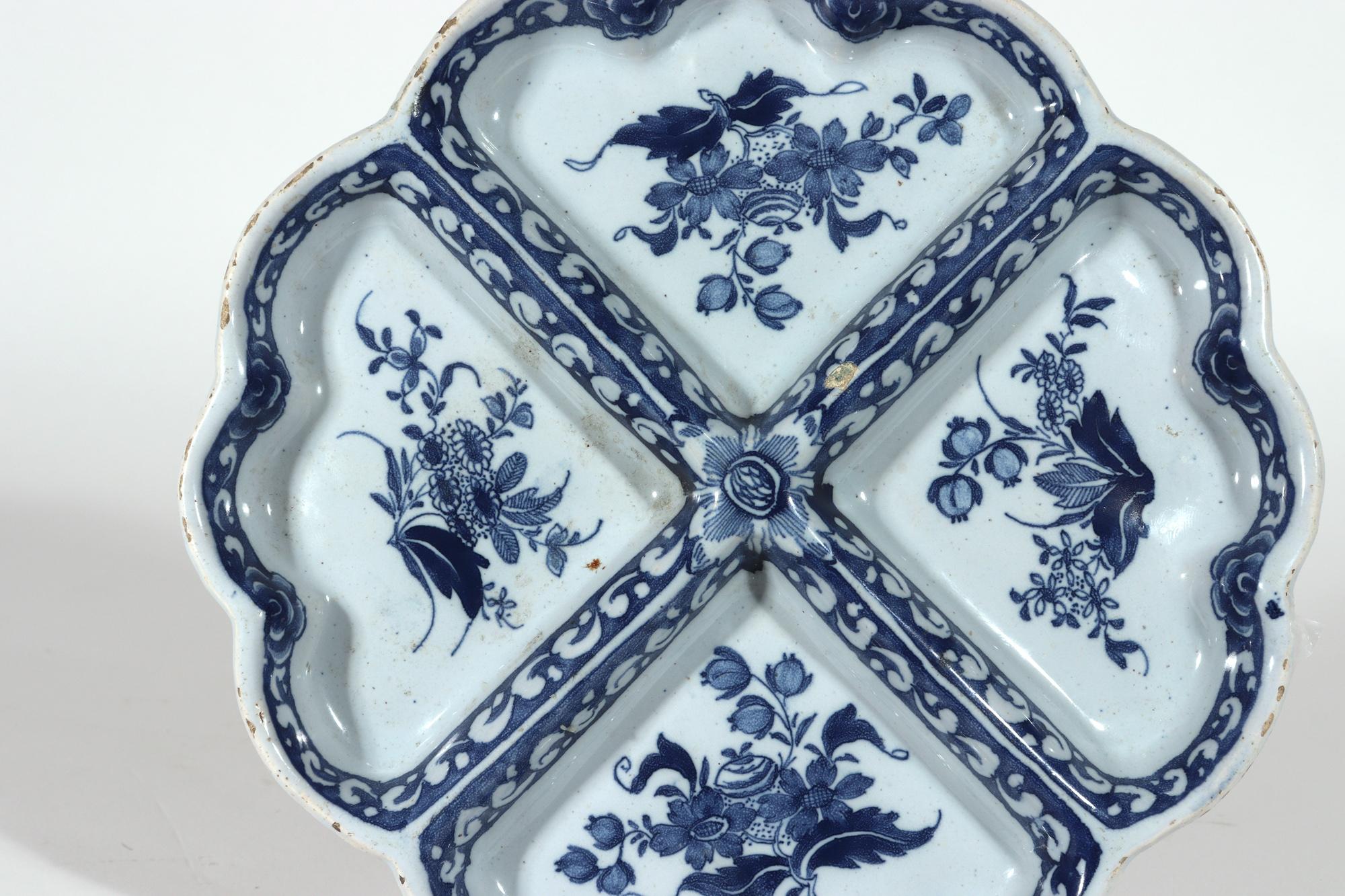 18th Century English Delftware Blue & White Sweetmeat Dish, Probably London For Sale 1
