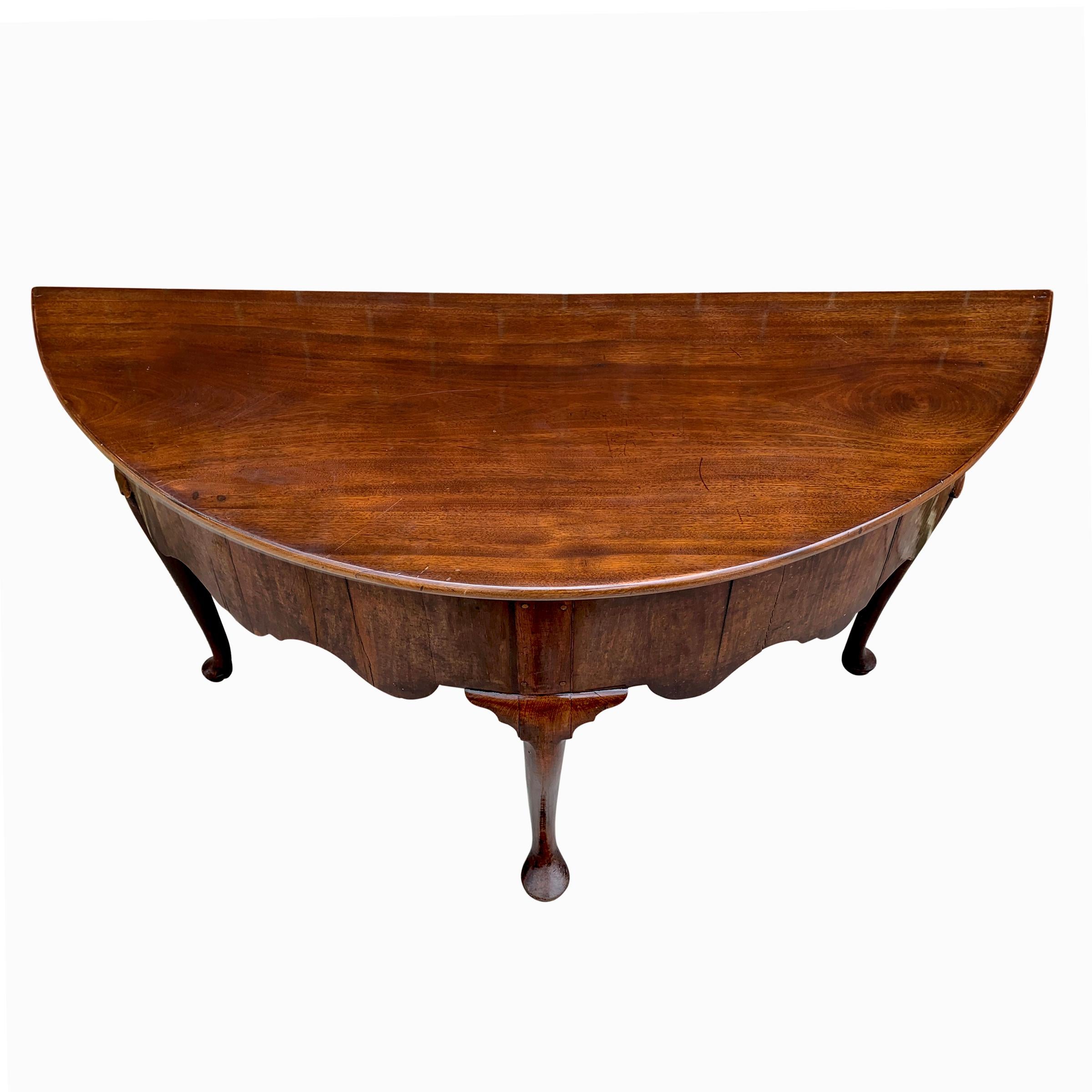 Queen Anne 18th Century English Demilune Table