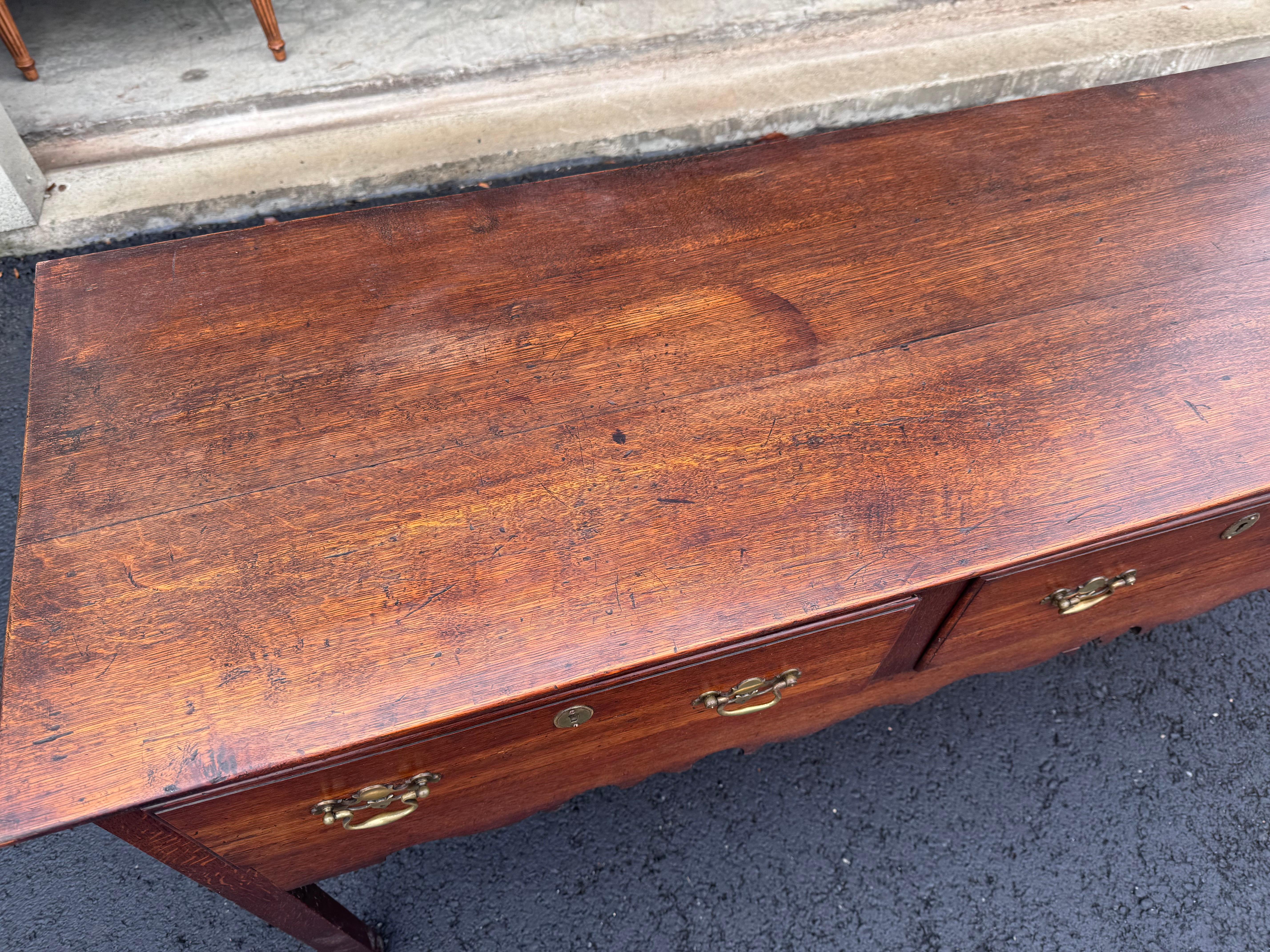 Hardwood 18th Century English Dresser Base For Sale