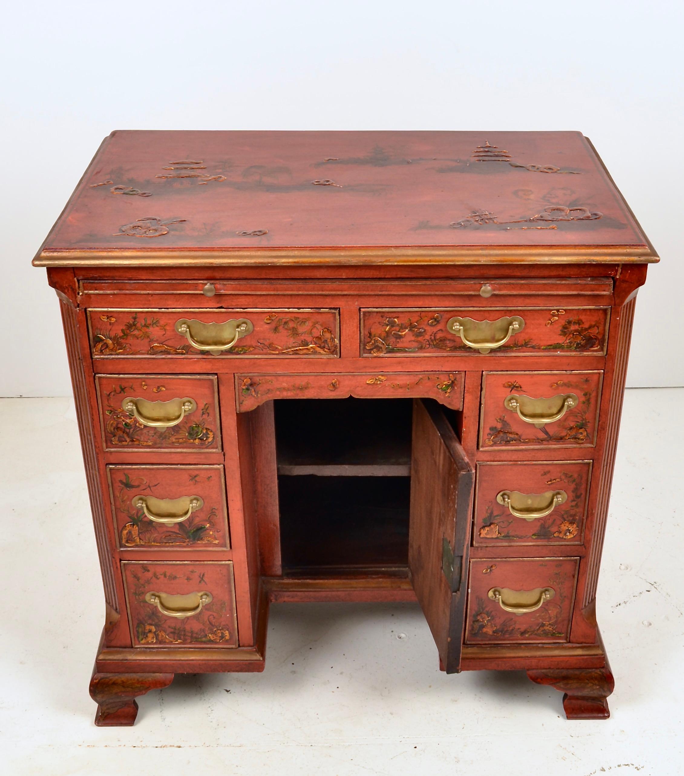 Wood 18th Century English Dresser with 19th Century Chinoiserie Decoration  For Sale