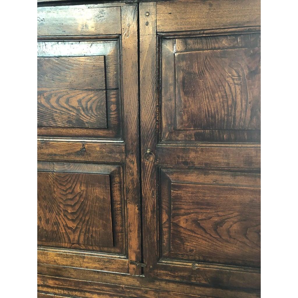 18th Century English Elm and Ash Bacon Settle Cabinet with Attached Bench 1