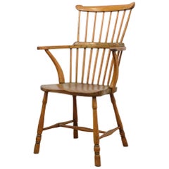 18th Century English Elm and Beech Provincial Comb Back Windsor Chair