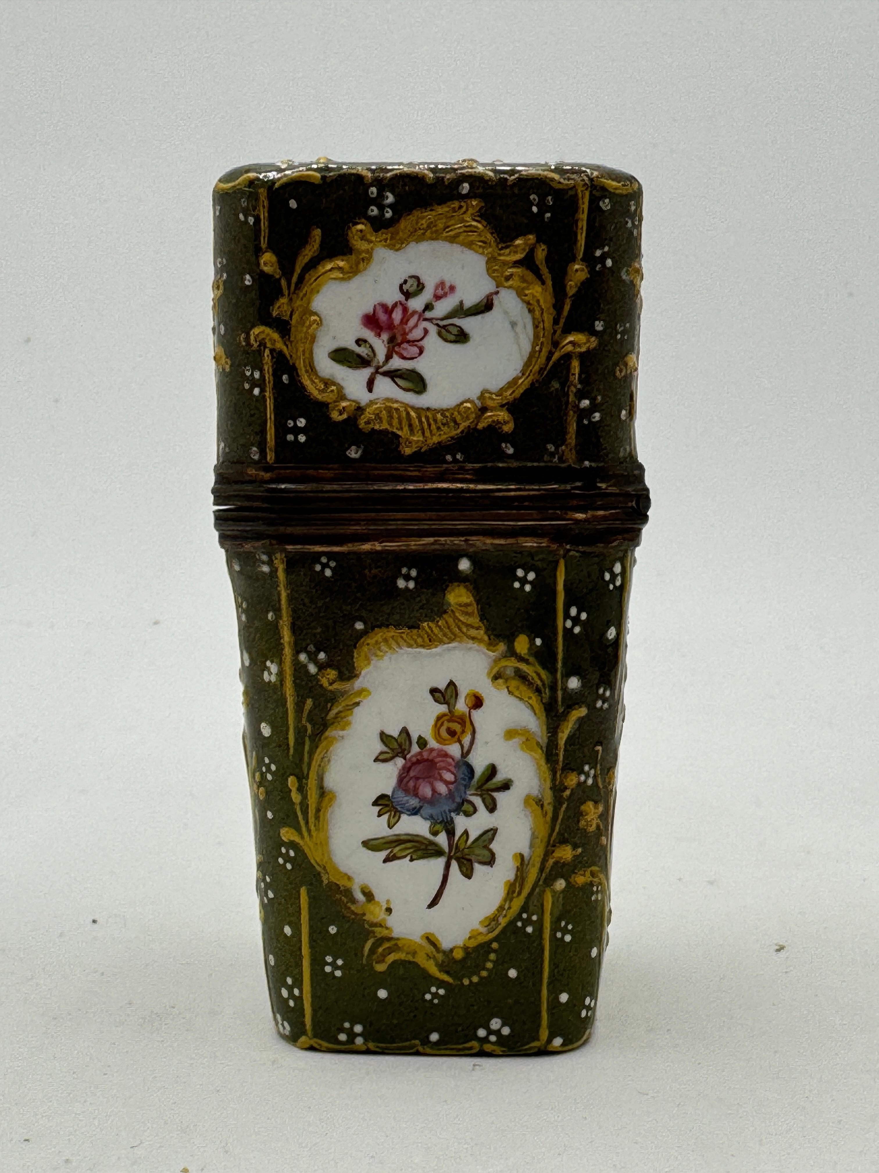 Rococo 18th Century English Enamel Etui with Scent Bottles