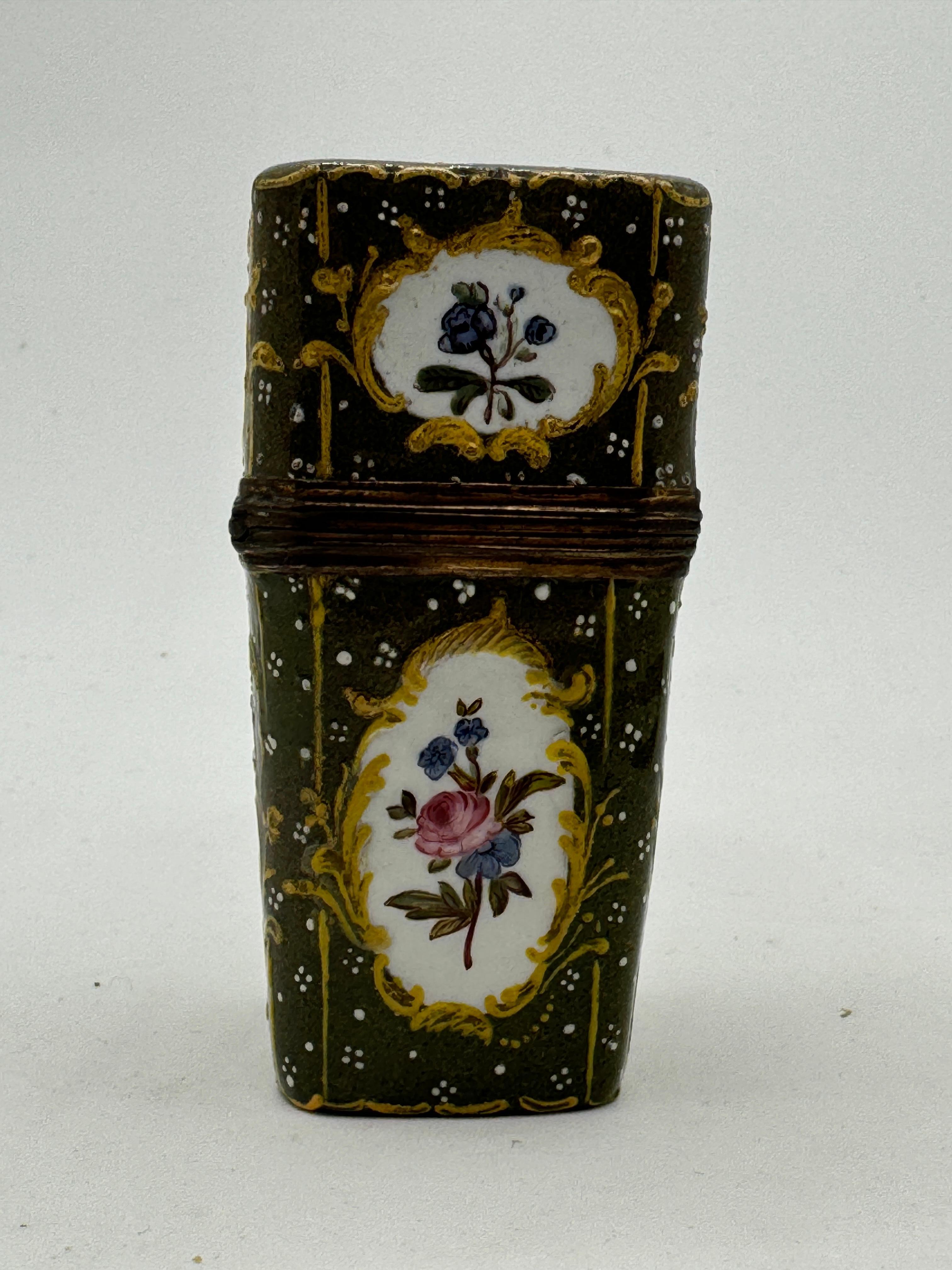 18th Century English Enamel Etui with Scent Bottles 1