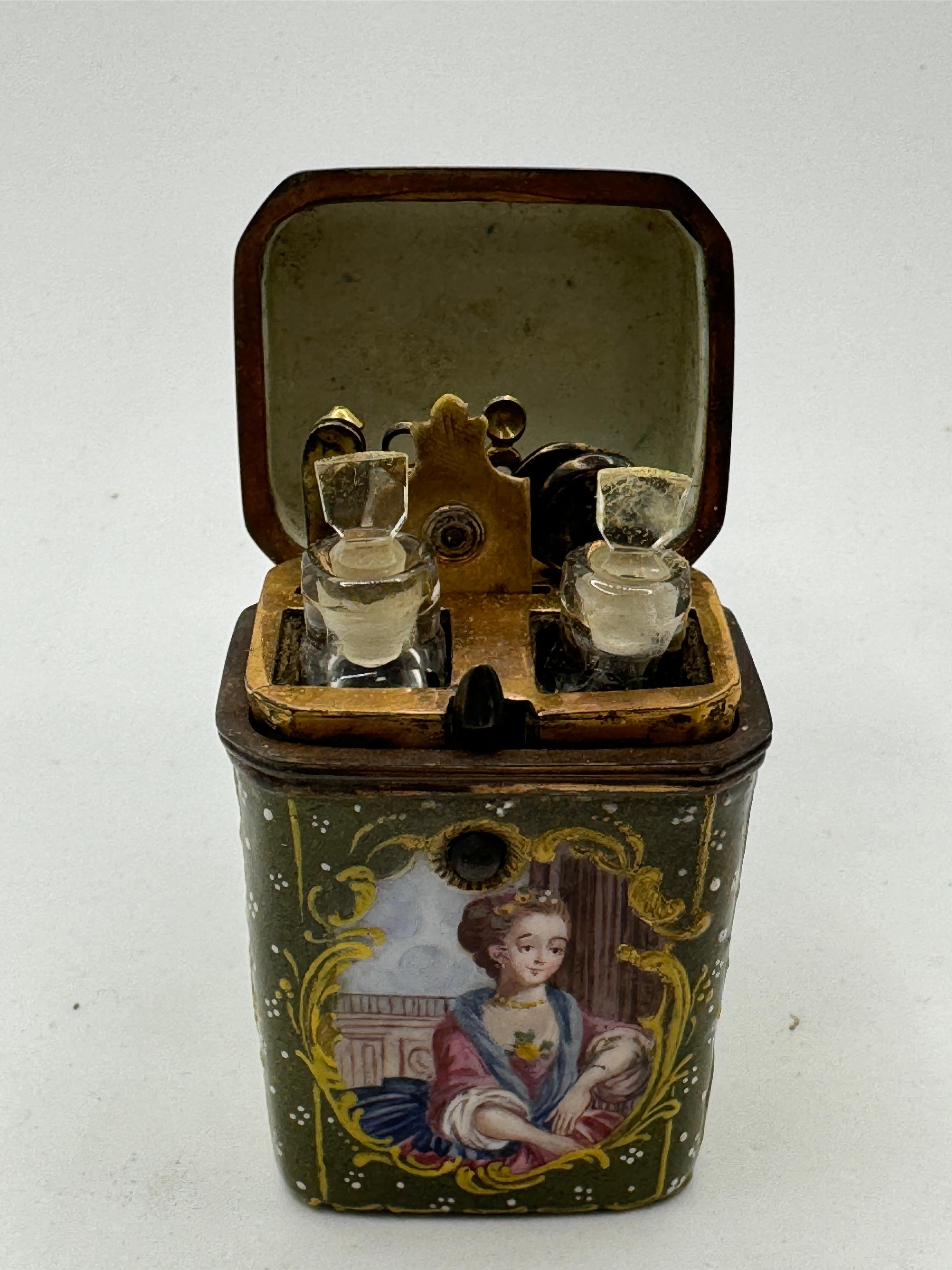 18th Century English Enamel Etui with Scent Bottles 3