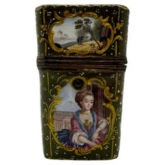 Antique 18th Century English Enamel Etui with Scent Bottles