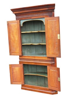 18th Century English Fruitwood Barrel Back Double Corner Cupboard