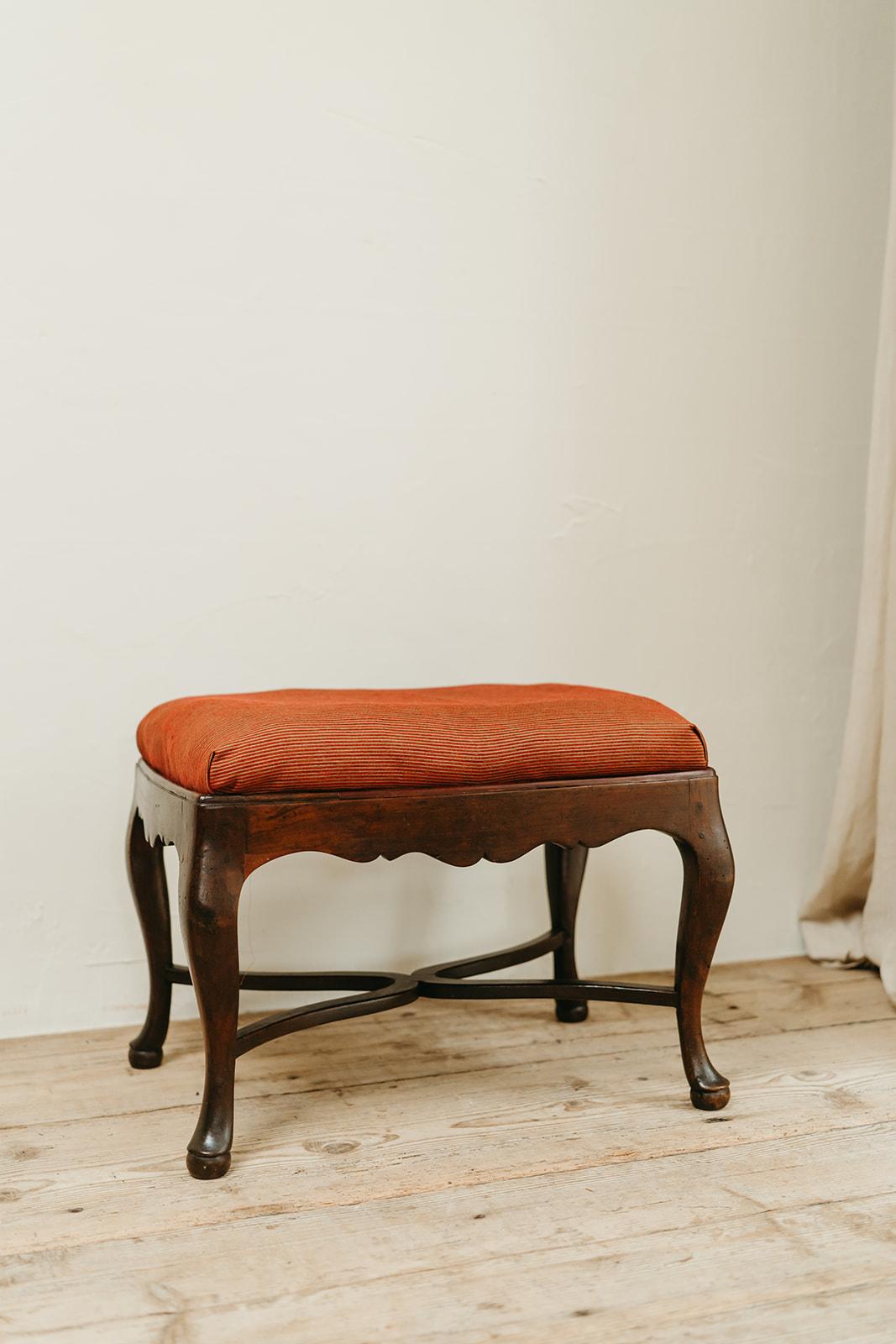 a very elegant mid 18th century English stool, lovely patina on the wood ... 