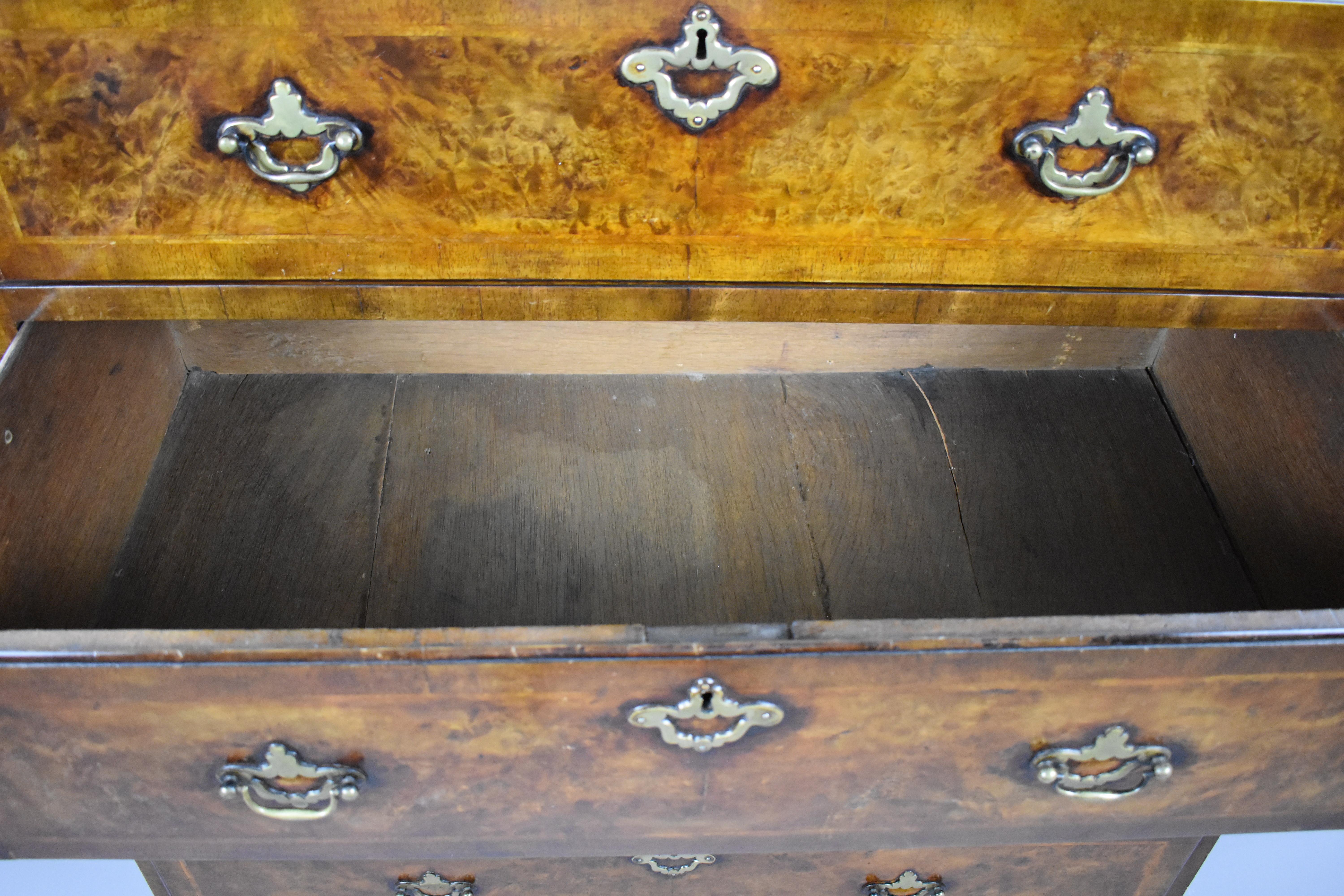 18th Century English George II Burr Walnut Chest on Chest For Sale 7