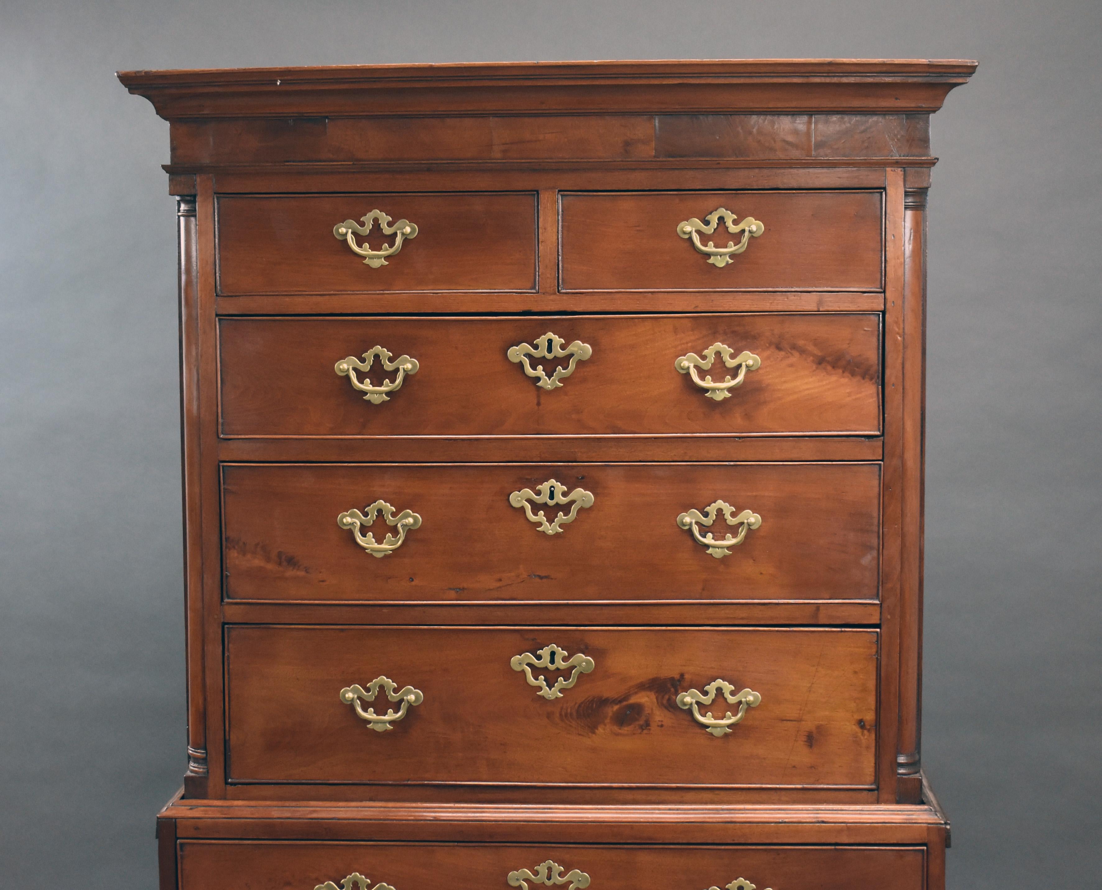 18th Century English George II Red Walnut Chest on Chest In Good Condition In Chelmsford, Essex